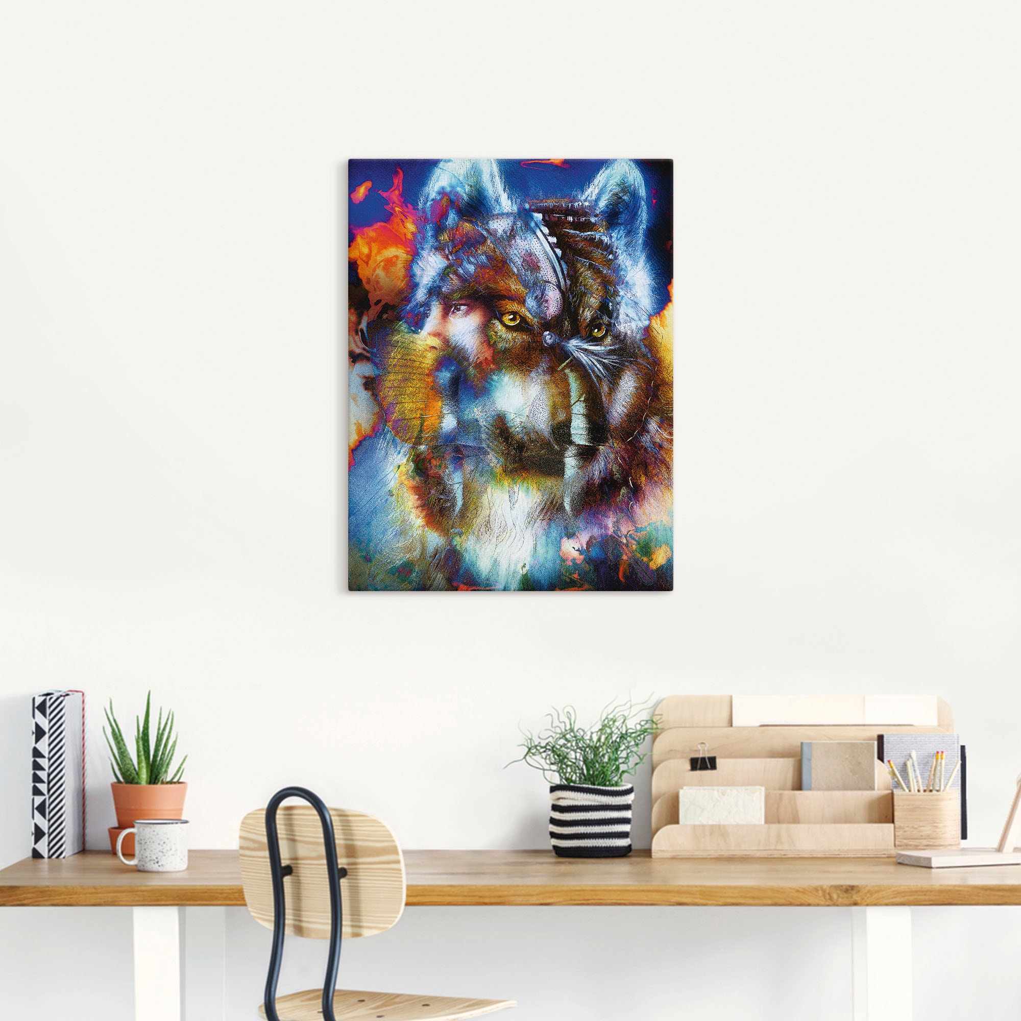 Artland Wandbild »Indischer Krieger mit Wolf«, klassische Fantasie, (1 St.), als Leinwandbild, Poster, Wandaufkleber in verschied. Größen