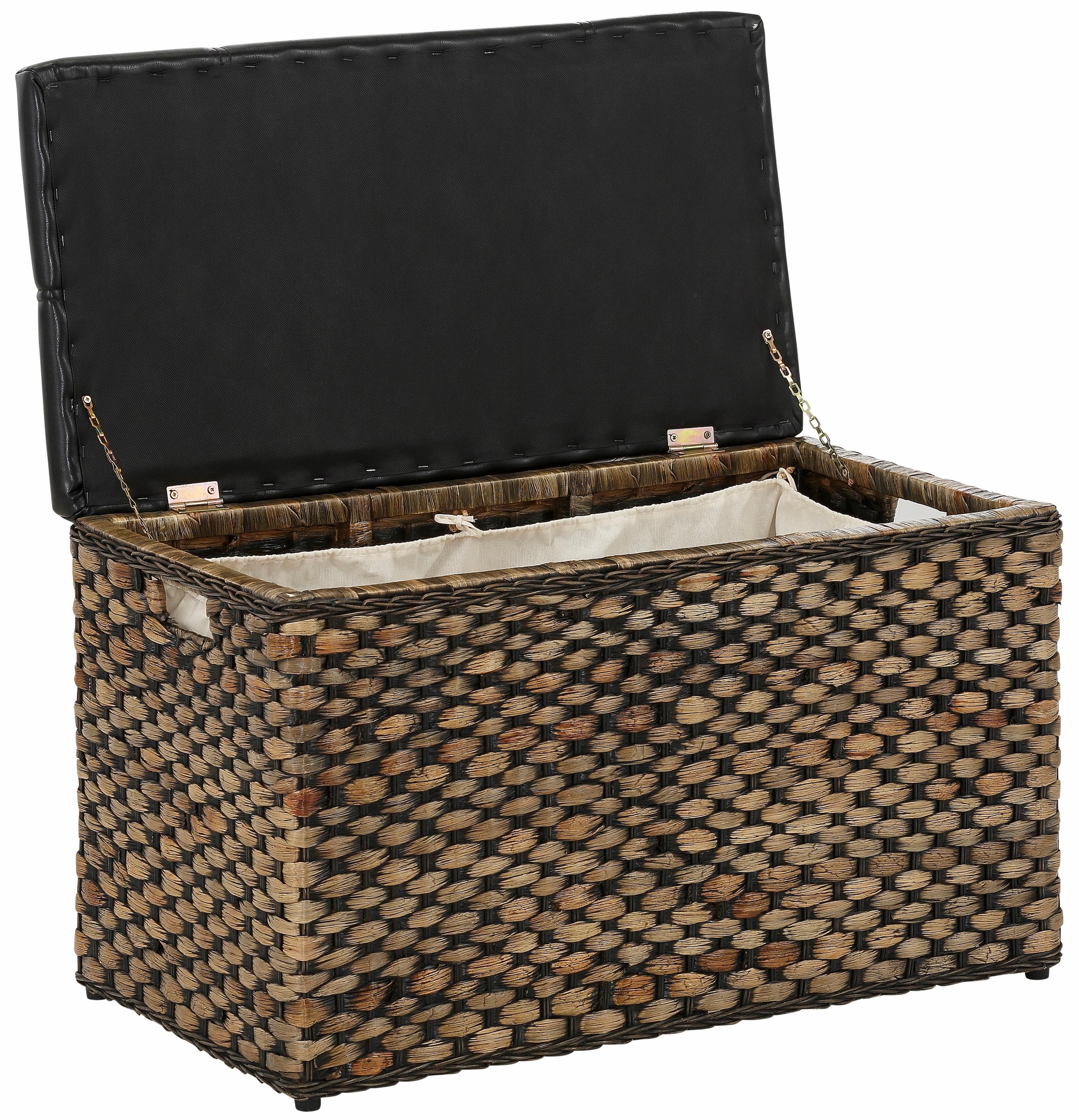 Home affaire Sitztruhe »Wittfield«, aus geflochtenem Rattan, mit Stoffeinsatz im Innenfach, Breite 75 cm