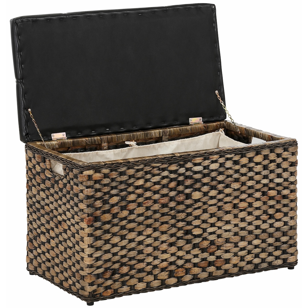 Home affaire Sitztruhe »Wittfield«, aus geflochtenem Rattan, mit Stoffeinsatz im Innenfach, Breite 75 cm