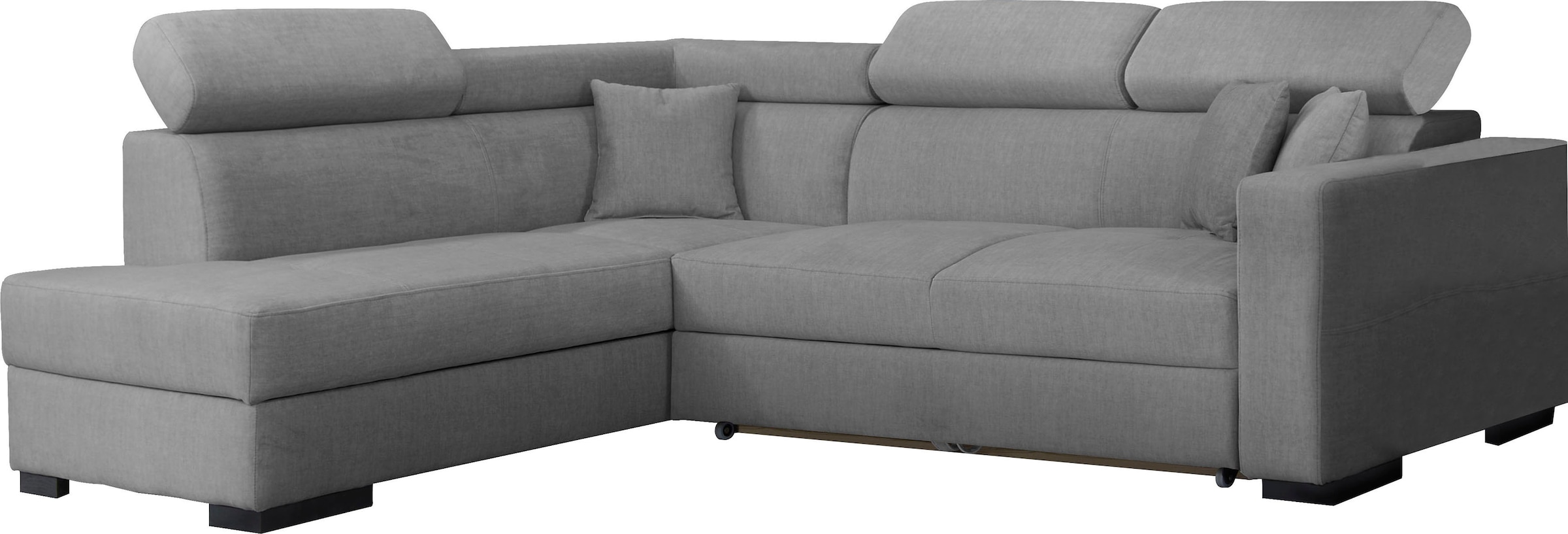 Home affaire Ecksofa "Tulio bequem, bewährte Wellenunterfederung, Breite 267cm, L-Form" wahlweise mit Bettfunktion und Bettkasten, incl. 3 Zierkissen