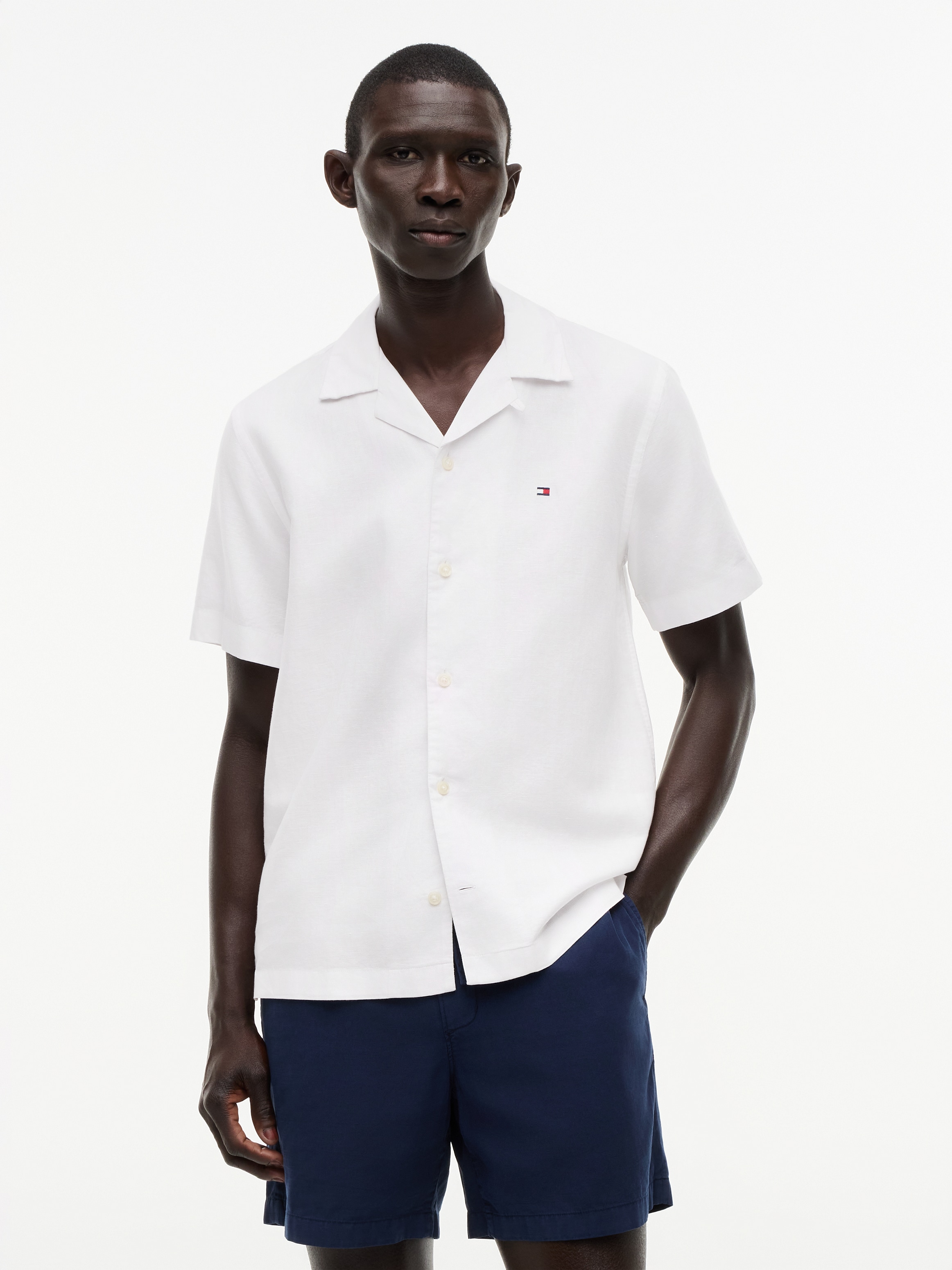 Tommy Hilfiger Kurzarmhemd »LINEN BLEND SOLID SS RF SHT« aus Baumwollmix mit Leinen