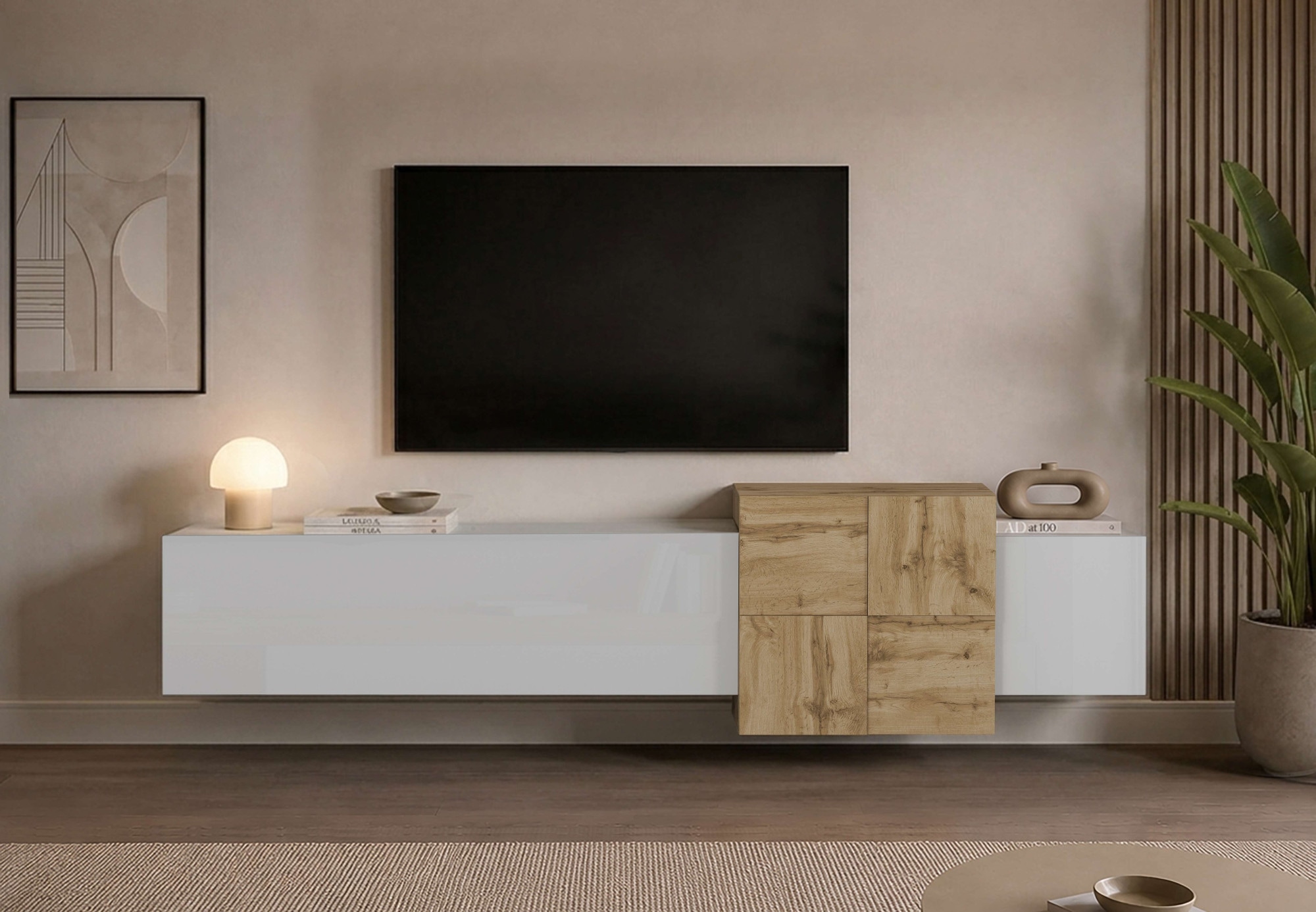OTTO home Lowboard »Lowboard NEXOS,Lowboard,TV-Kommode,TV-Möbel,TV-Bank« 1 Stk. tlg. Mit 2 Drehtüren, 1 Klapptür, 4 geschl. Fächern, reversibel, B. 210 cm