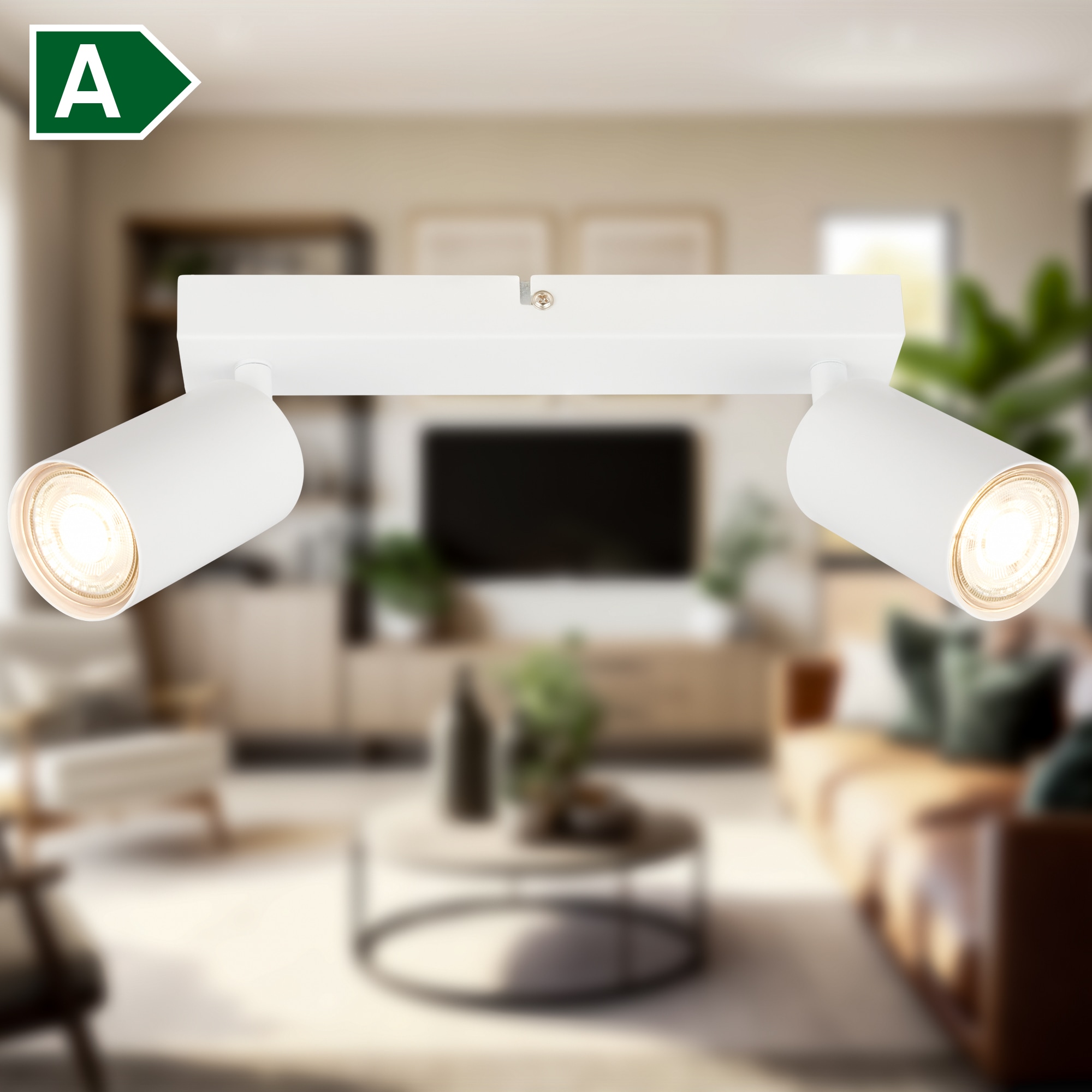 B.K.Licht Deckenstrahler »BK_DS1630 EEK A LED Deckenlampe, Schwenkbar, Deckenspot«, 2 flammig, Leuchtmittel GU10 | LED wechselbar, Inkl. 2x GU10, 3.000 K, 450Lm, 2W, 15,5 x 5,5 x 25,5 cm, Weiß