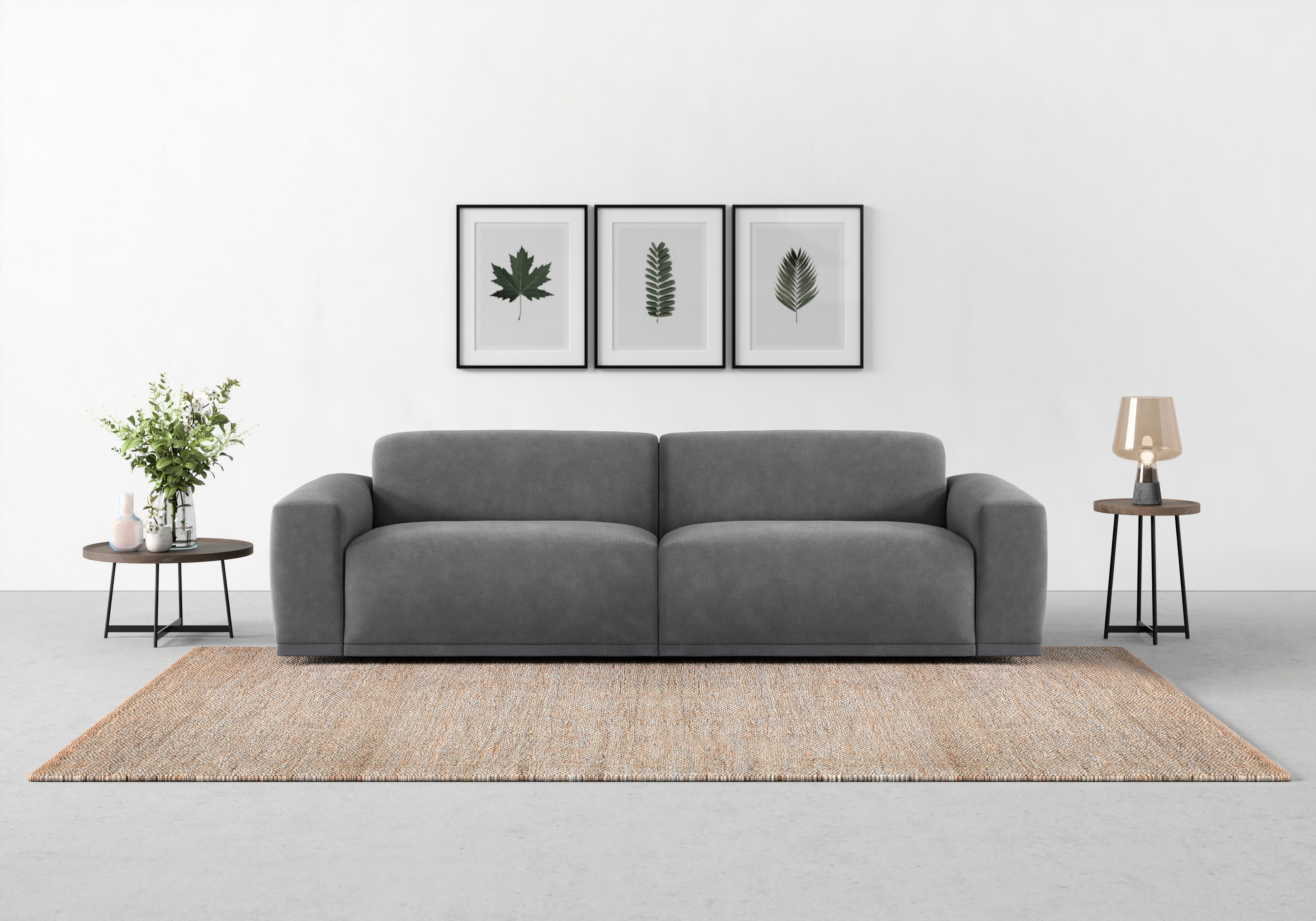 TRENDMANUFAKTUR Big-Sofa "Braga Japandi-Design, mit hochwertigem Kaltschaum, Megasofa, in Cord" modernes Big-Sofa, Couch mit hohem Sitzkomfort, 254/72/107 cm (B/H/T)