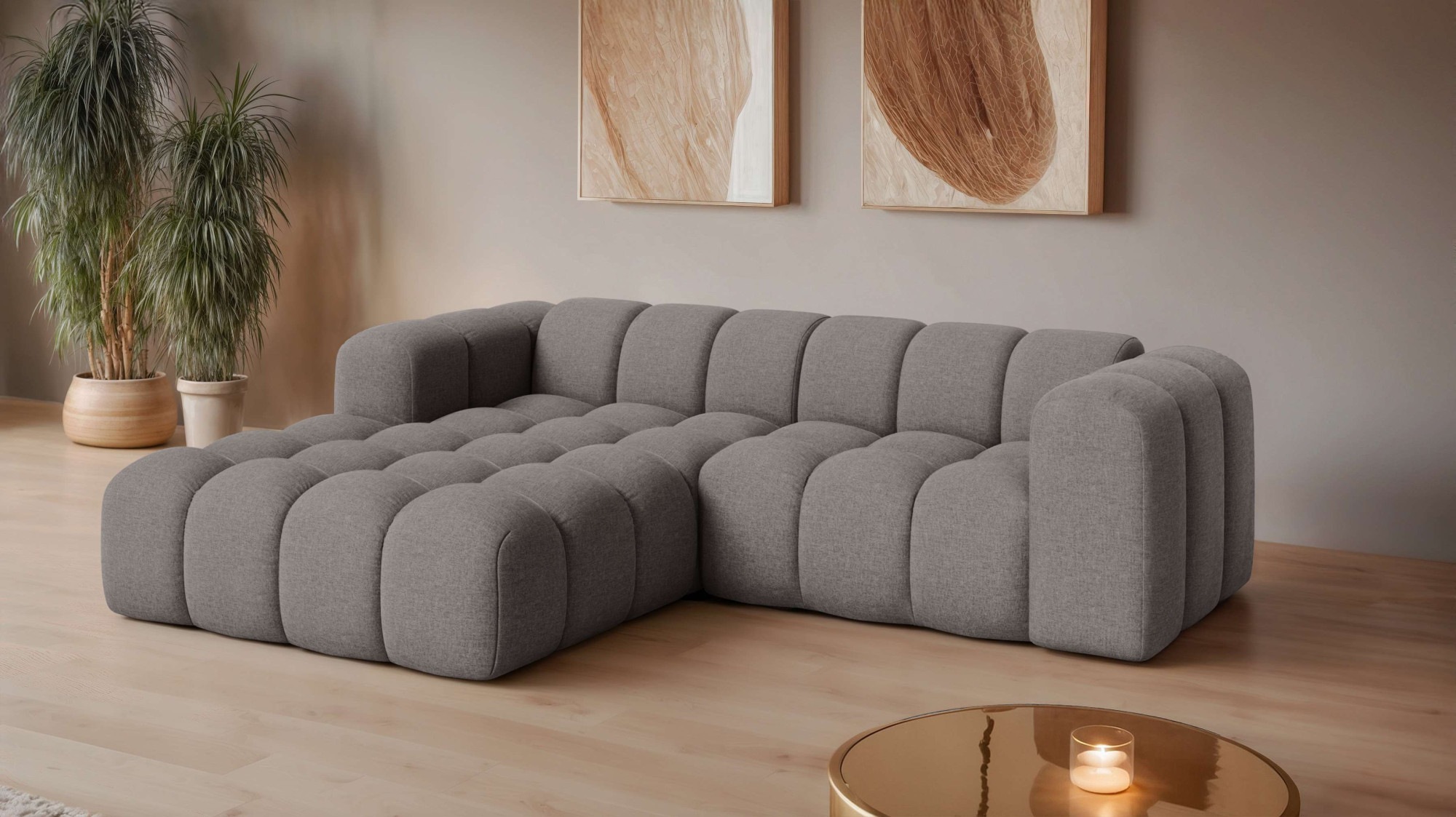 OTTO home Ecksofa "KALLIE Design-Sofa mit Wellenunterfederung, Bubble-Optik günstig online kaufen