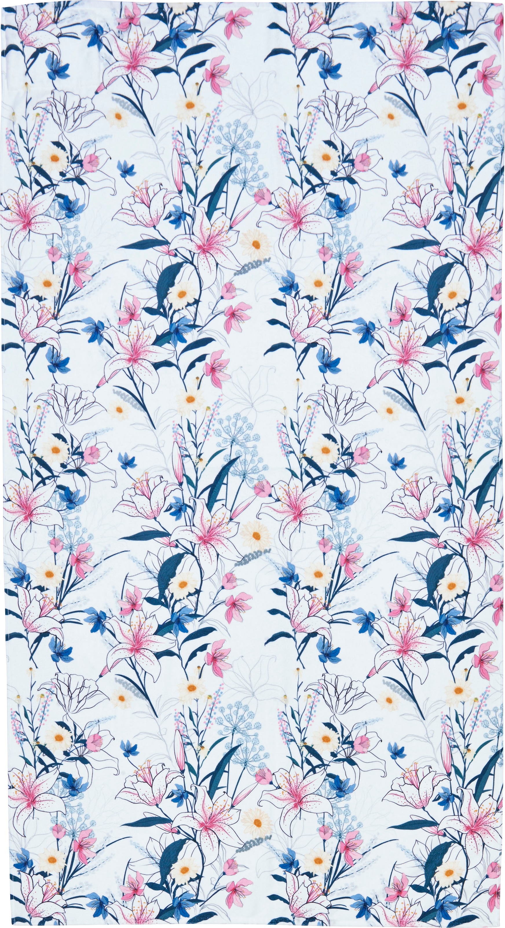 done. Strandtuch "White Flowers" Badetuch, Blumen Motiv, Reisverschluss-Tas günstig online kaufen