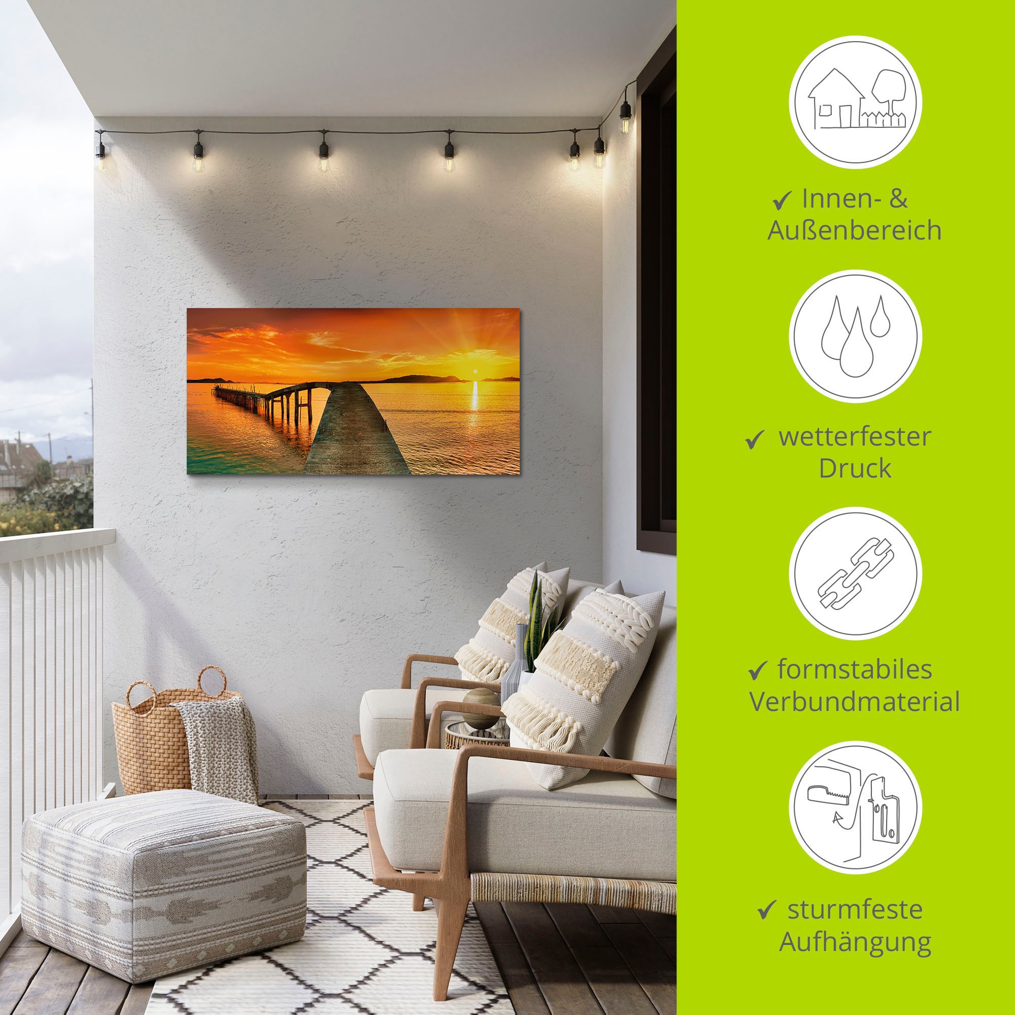 Artland Wandbild »Sonnenaufgang über dem Meer«, Gewässer, (1 St.), als Alubild, Outdoorbild, Leinwandbild in verschied. Größen