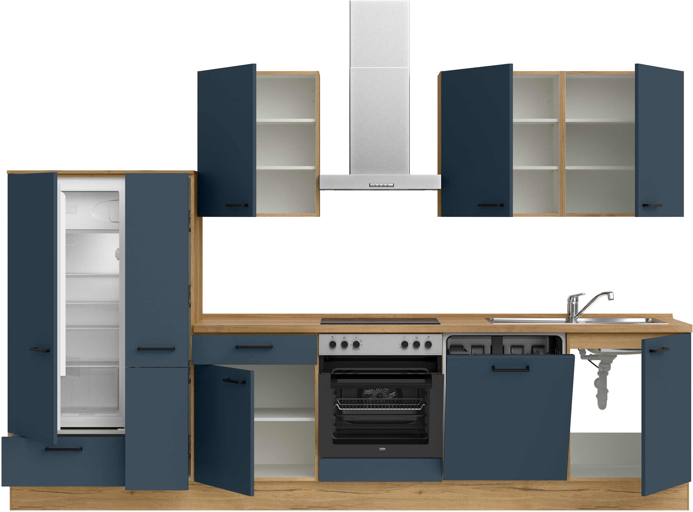 nobilia® Küchenzeile »"Easytouch I"«, vormontiert, Ausrichtung wählbar, Breite 330 cm, wahlw. mit E-Geräten