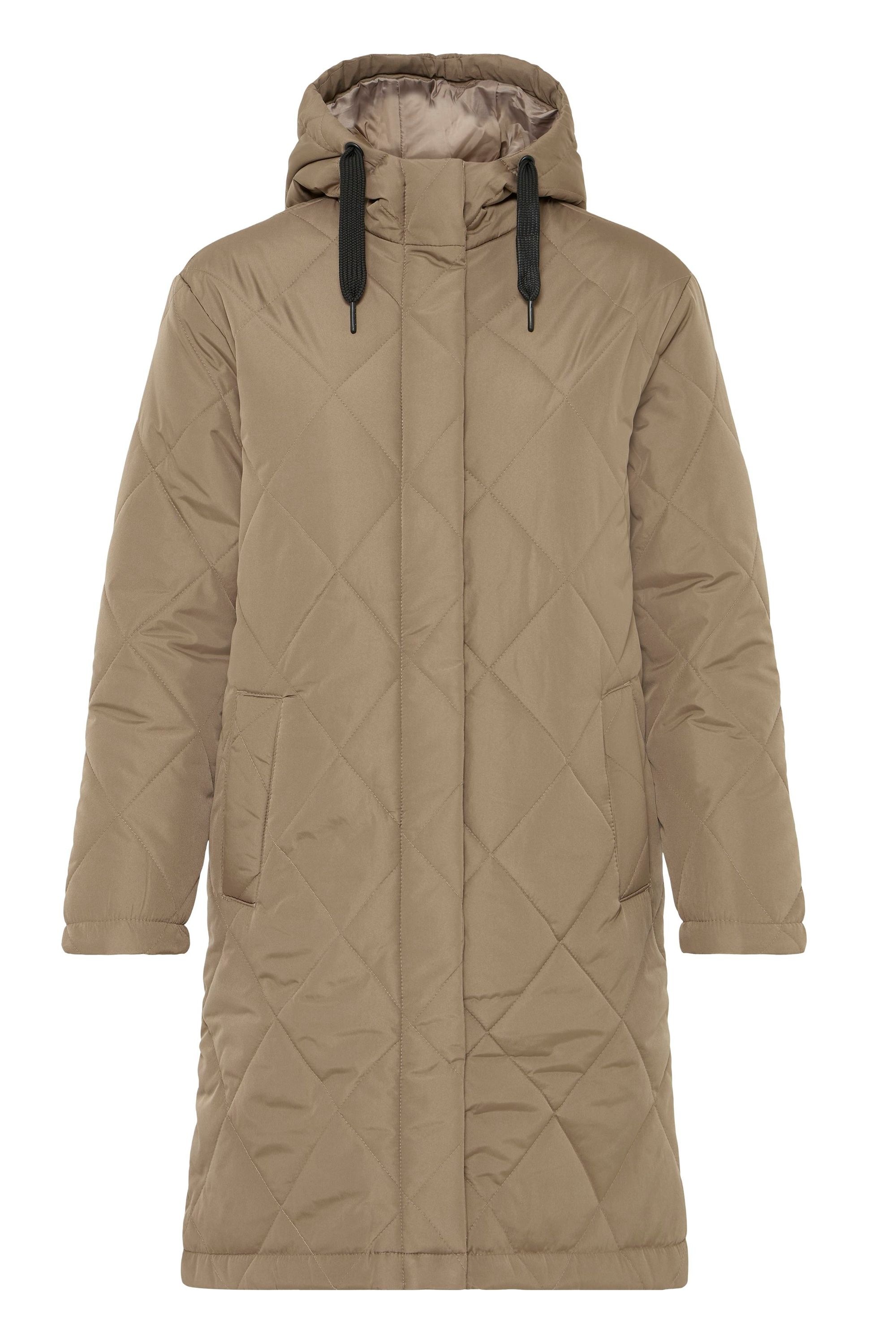 Steppjacke OXMO "Steppjacke OXBMMBELIS LONG JACKET", Damen, Gr. XS, braun (walnut), Obermaterial: 100% Polyester PES., Jacken Steppjacke