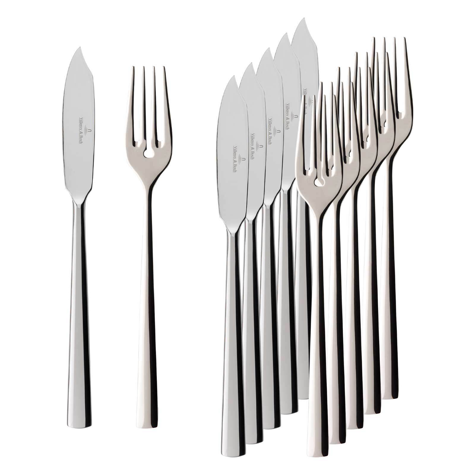 Villeroy & Boch Fischbesteck "Fischbesteck Piemont 6er Set silber" Spülmaschinenfest