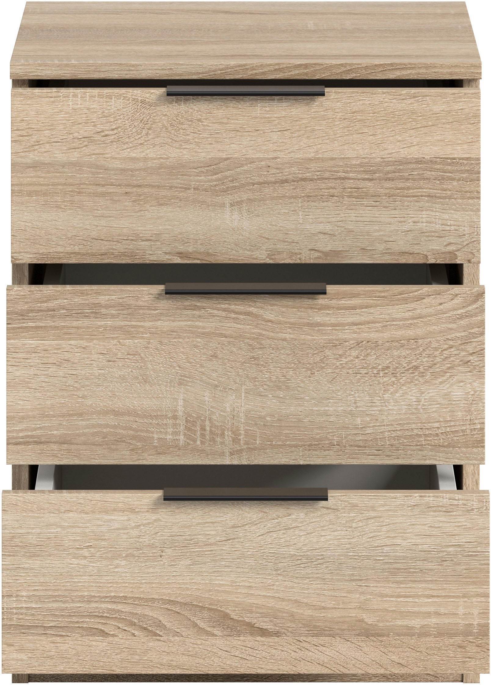 Home affaire Nachtkommode »Skarde Nachttisch Beistelltisch Kommode, Breite: 45 cm«, (1 St.), Skarde, Nachtkommode, 3 Schubkästen, Sonoma Eiche NB