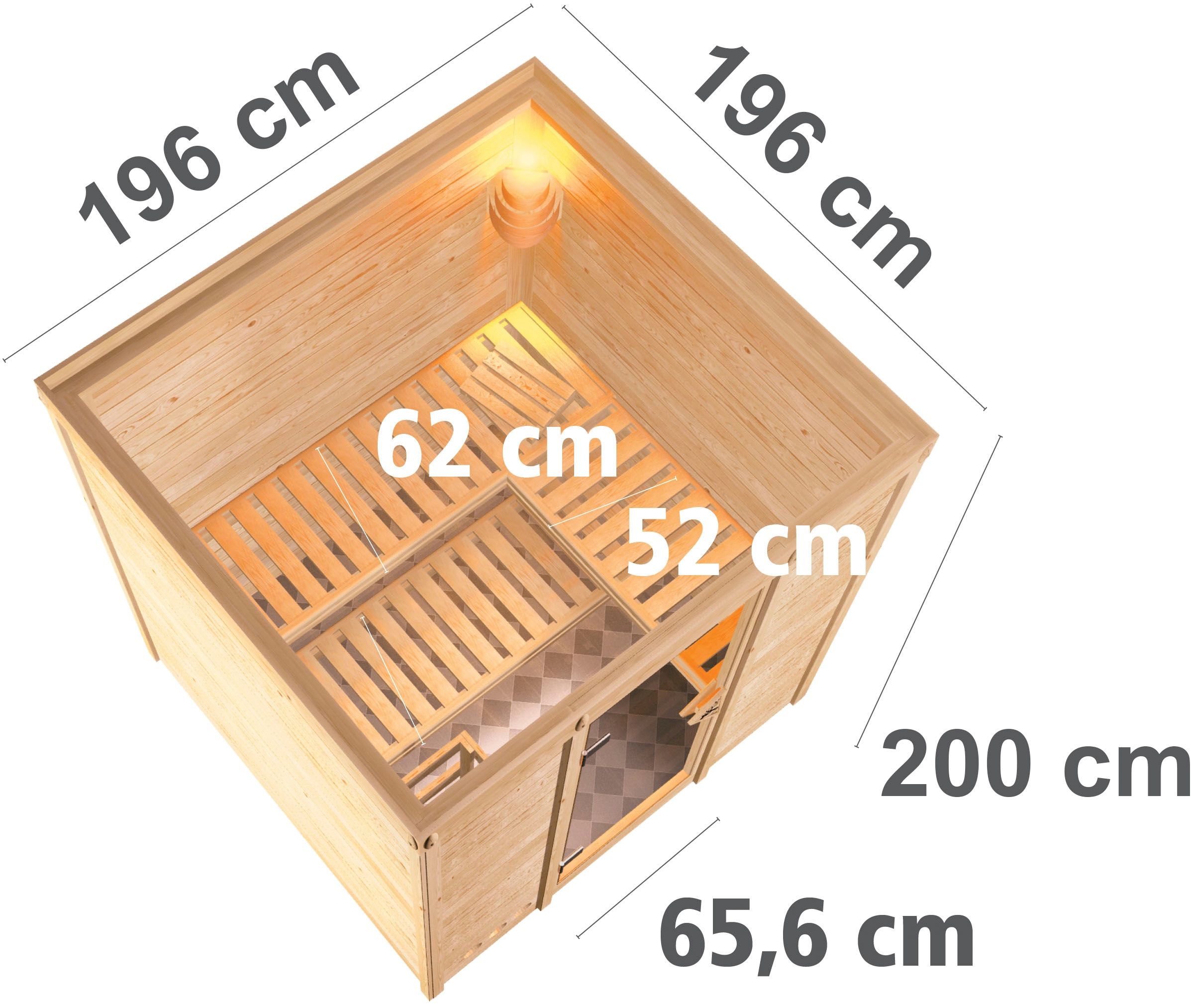 Karibu Sauna »Menja«, 9-kW-Ofen mit externer Steuerung