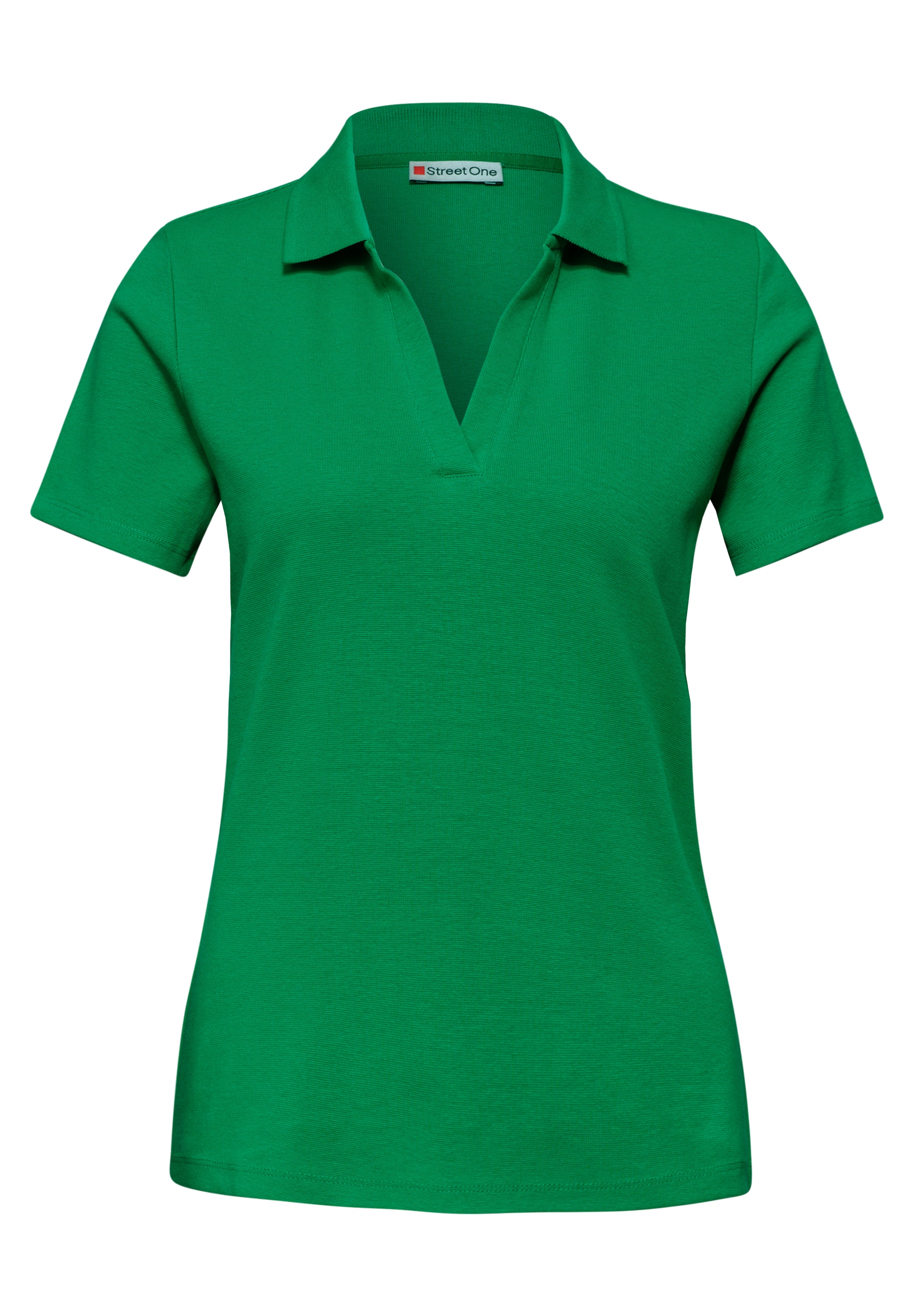 STREET ONE Poloshirt mit geschlitztem Rundhalsausschnitt