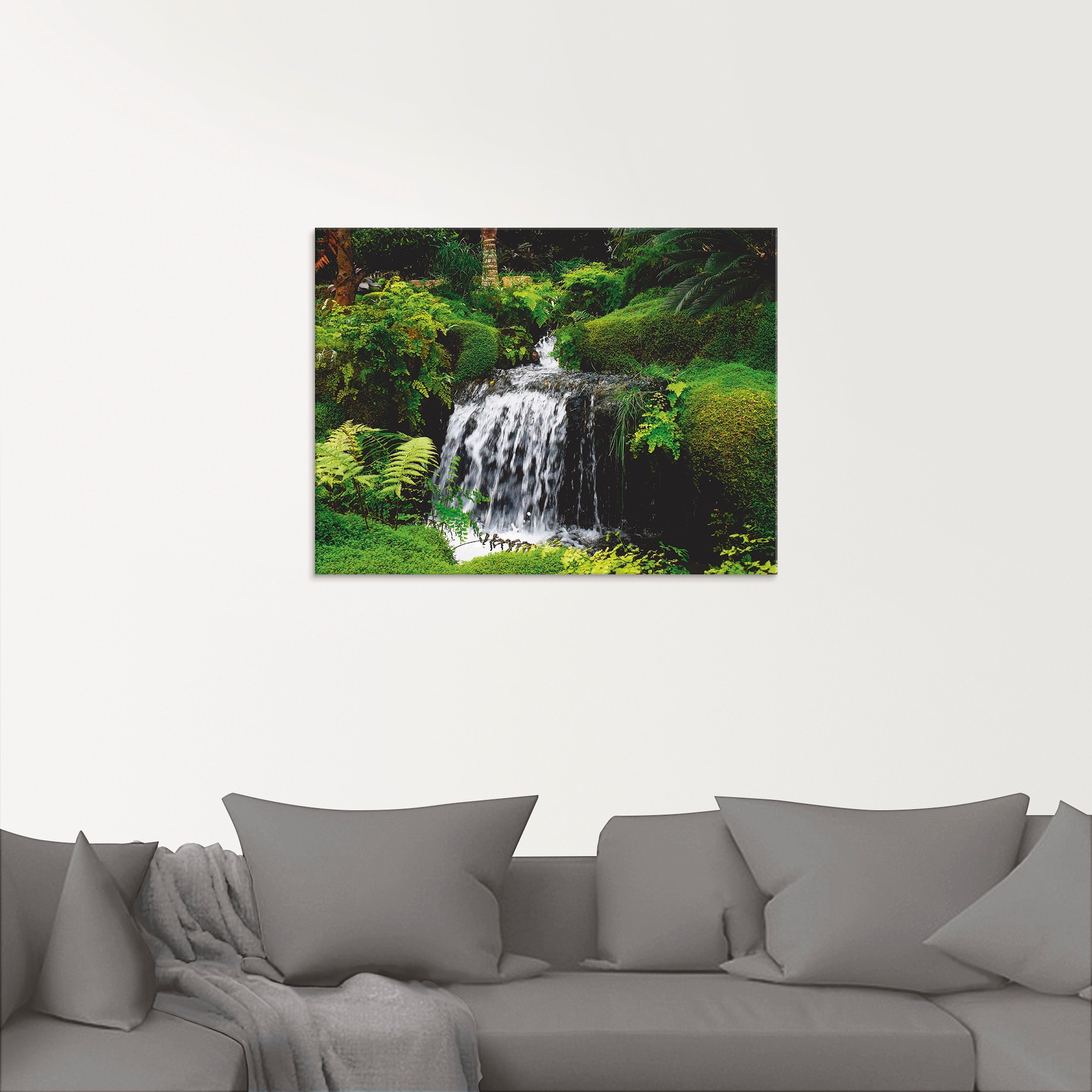 Artland Glasbild »Wasserfall im Grünen«, Gewässer, (1 St.), in verschiedenen Größen