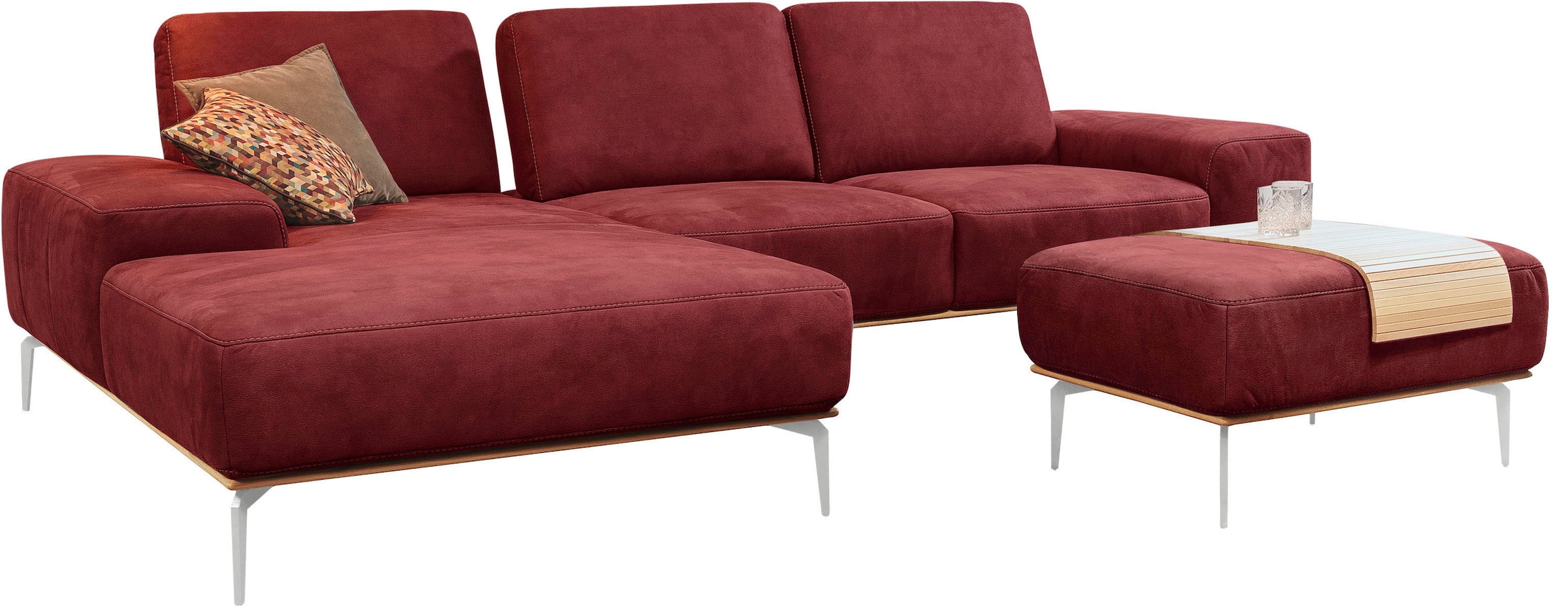 W.SCHILLIG Polsterhocker »run«, mit elegantem Holzsockel, Füße in Chrom glänzend, Breite 75 cm