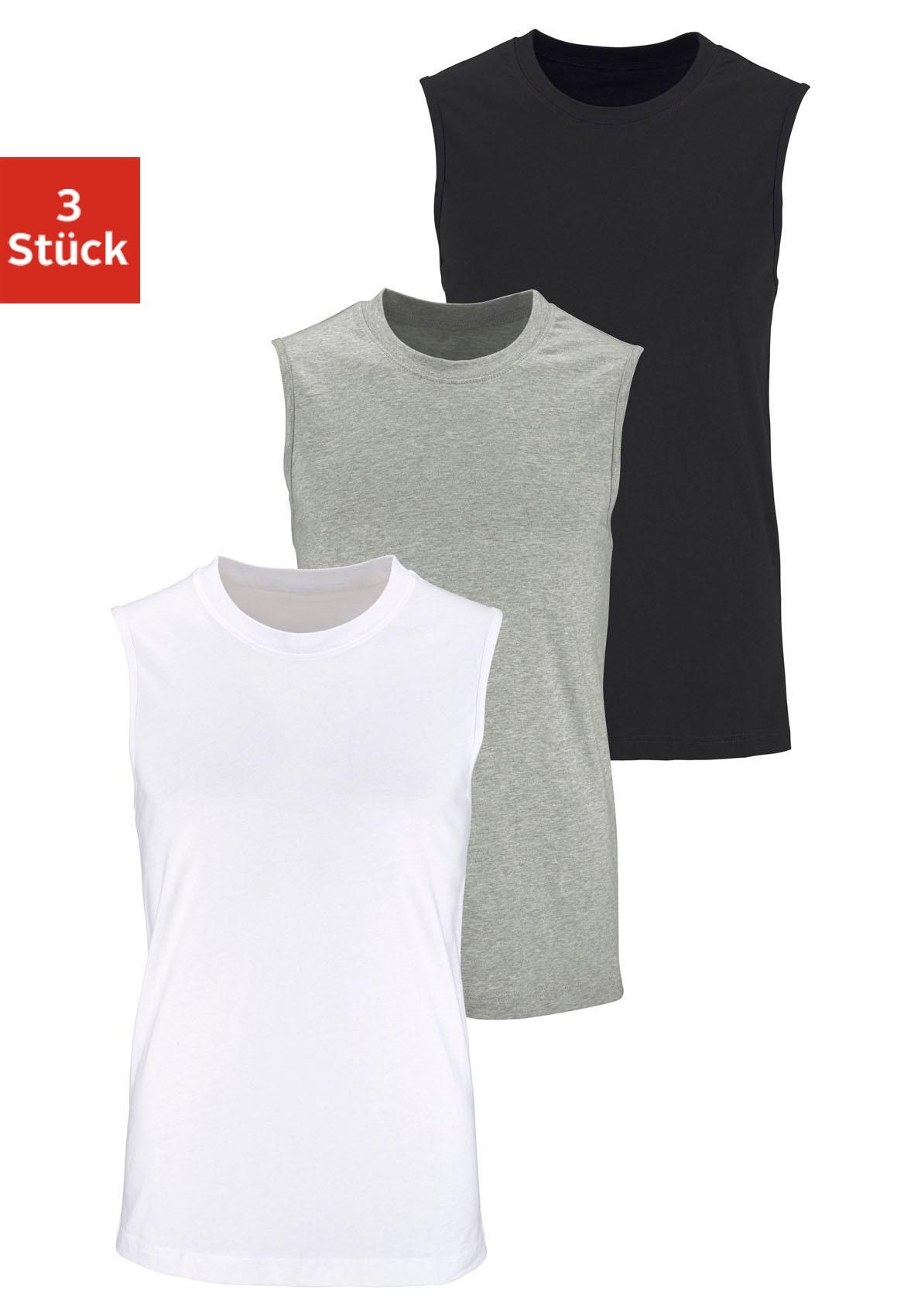H.I.S Muscleshirt ", Unterziehshirt, Unterhemd für Herren" Packung, 3er-Pack, unifarben, Rundhalsausschnitt, aus Baumwolle