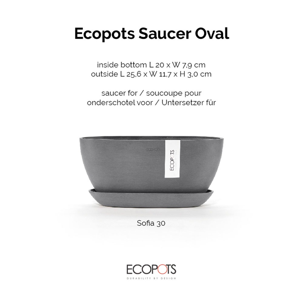 ECOPOTS Blumentopfuntersetzer »SAUCER OVAL Grey« BxTxH: 11,7x11,7x3 cm