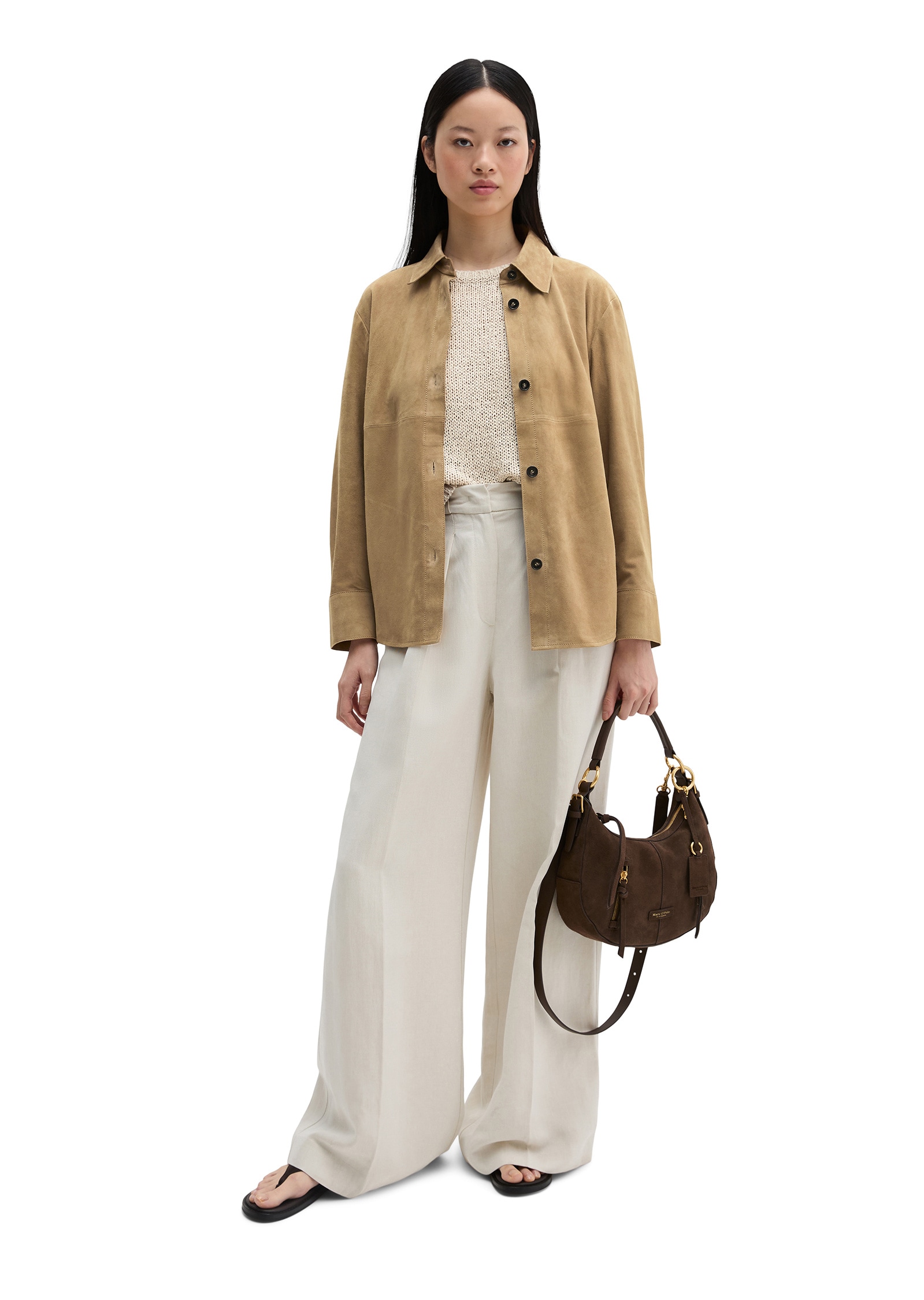 Marc O'Polo Langarmbluse »aus weichem Ziegen-Veloursleder«