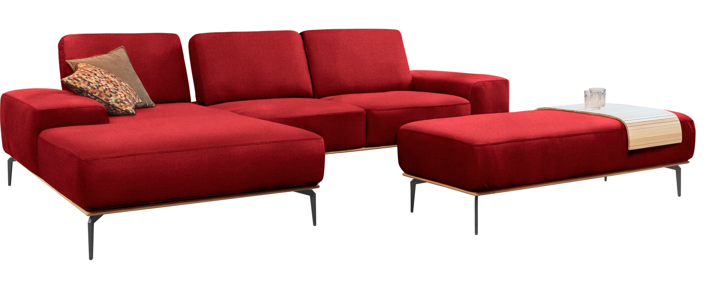 Thumbnail - W.SCHILLIG Ecksofa "run, Designsofa mit tollem Sitzkomfort, bequem, L-Form", mit Holzsockel, Füße in Schwarz pulverbesch...