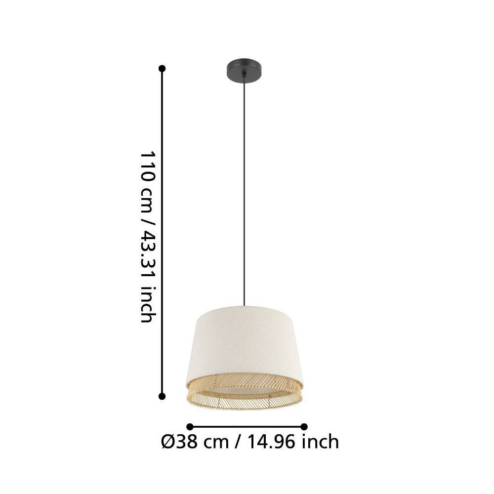 EGLO Hängeleuchte »TABLEY«, 1 flammig, Leuchtmittel E27 | ohne Leuchtmittel, Pendelleuchte, Esszimmerlampe, Bambus und Leinen, Hängeleuchte,Ø 38cm