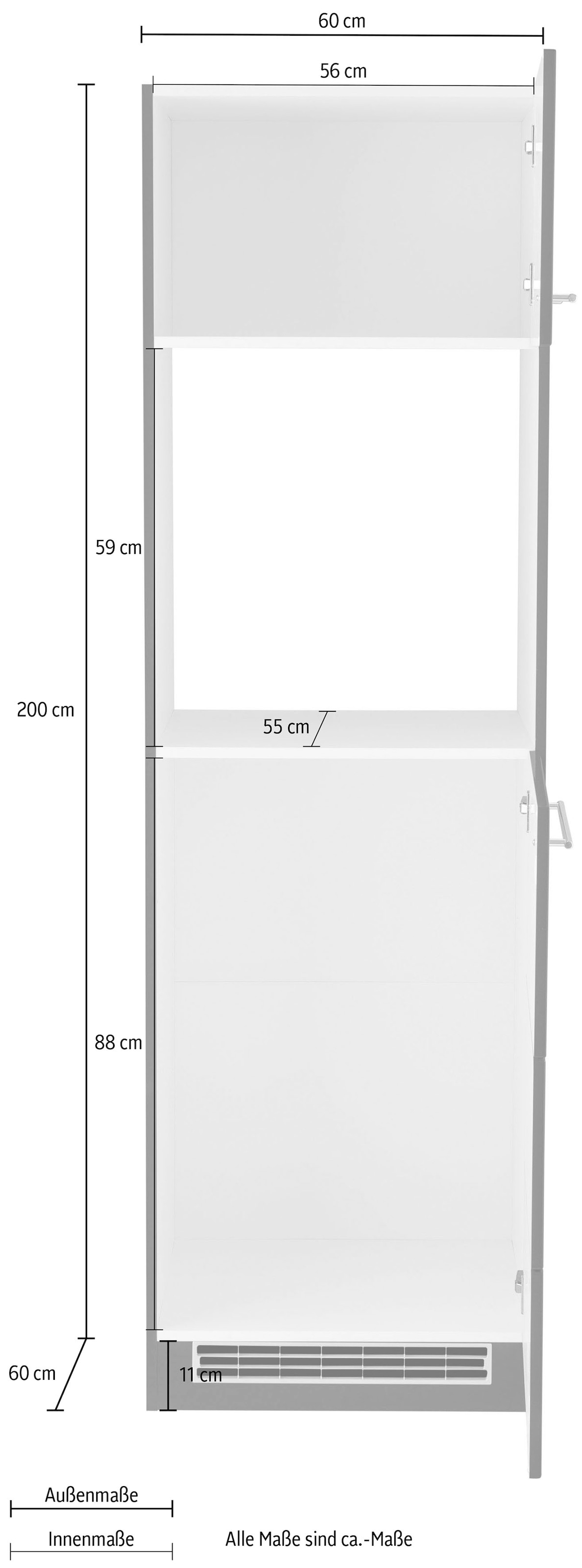 HELD MÖBEL Backofen/Kühlumbauschrank »Wien«, 60 cm breit, für autarken  Backofen und Einbaukühlschrank | BAUR