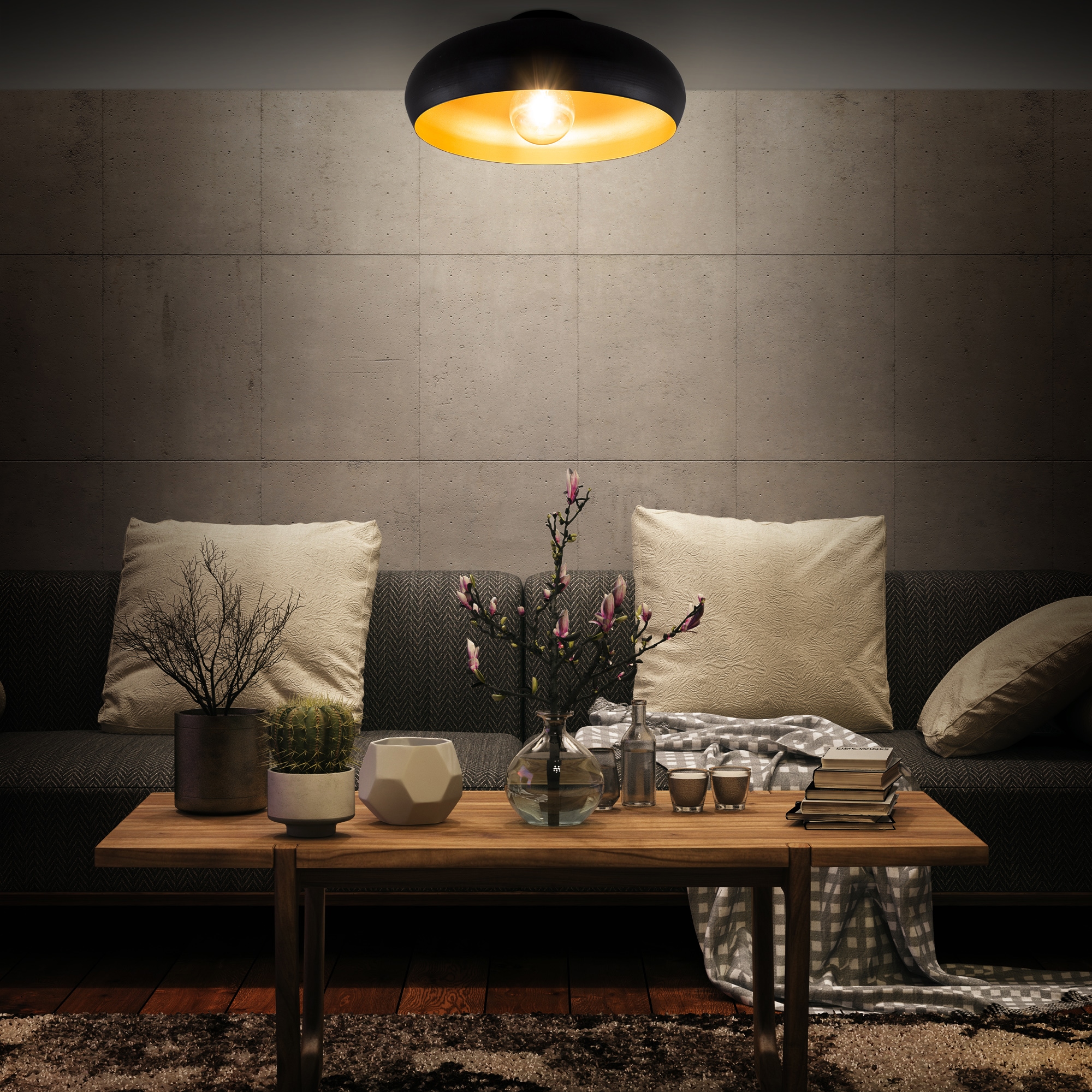 B.K.Licht Deckenleuchte, Deckenlampe BAUR | flammig-flammig, Wohnzimmer Retro Flur schwarz-gold 1 E27 LED Schlafzimmer