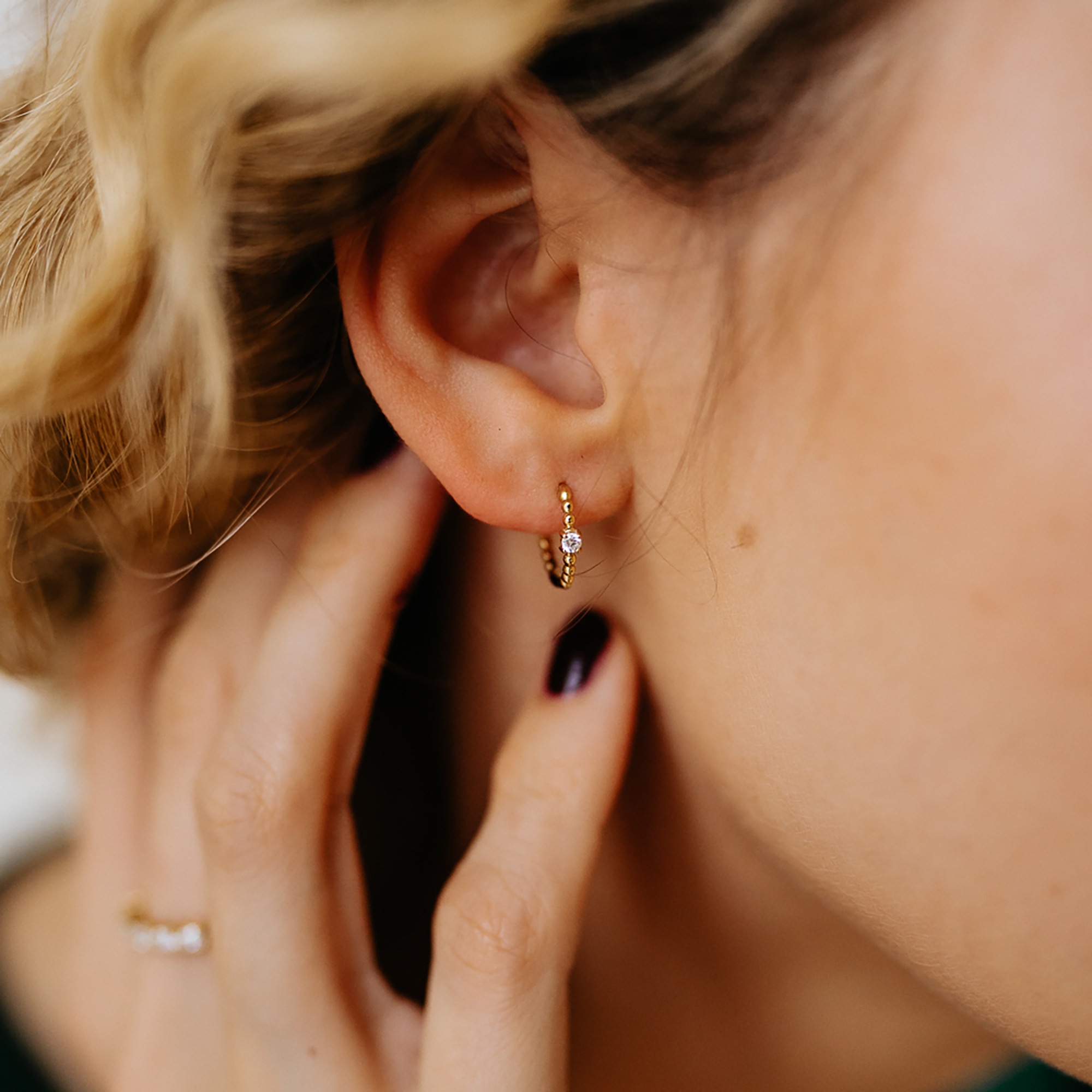 Julie Julsen Paar Creolen »925/- Sterling Silber vergoldet 2 Zirkonia 12mm«