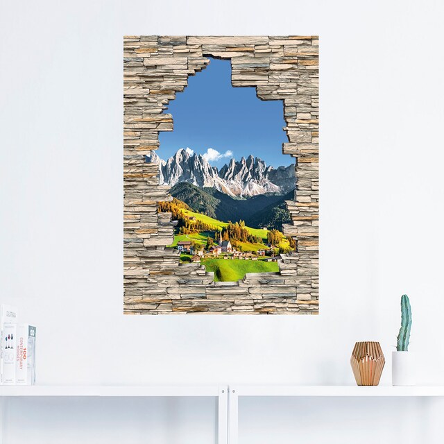 Artland Wandbild »Alpen Berge Santa Maddalena Stein Mauer«, Berge &  Alpenbilder, (1 St.), als Alubild, Leinwandbild, Wandaufkleber oder Poster  in versch. Größen kaufen | BAUR