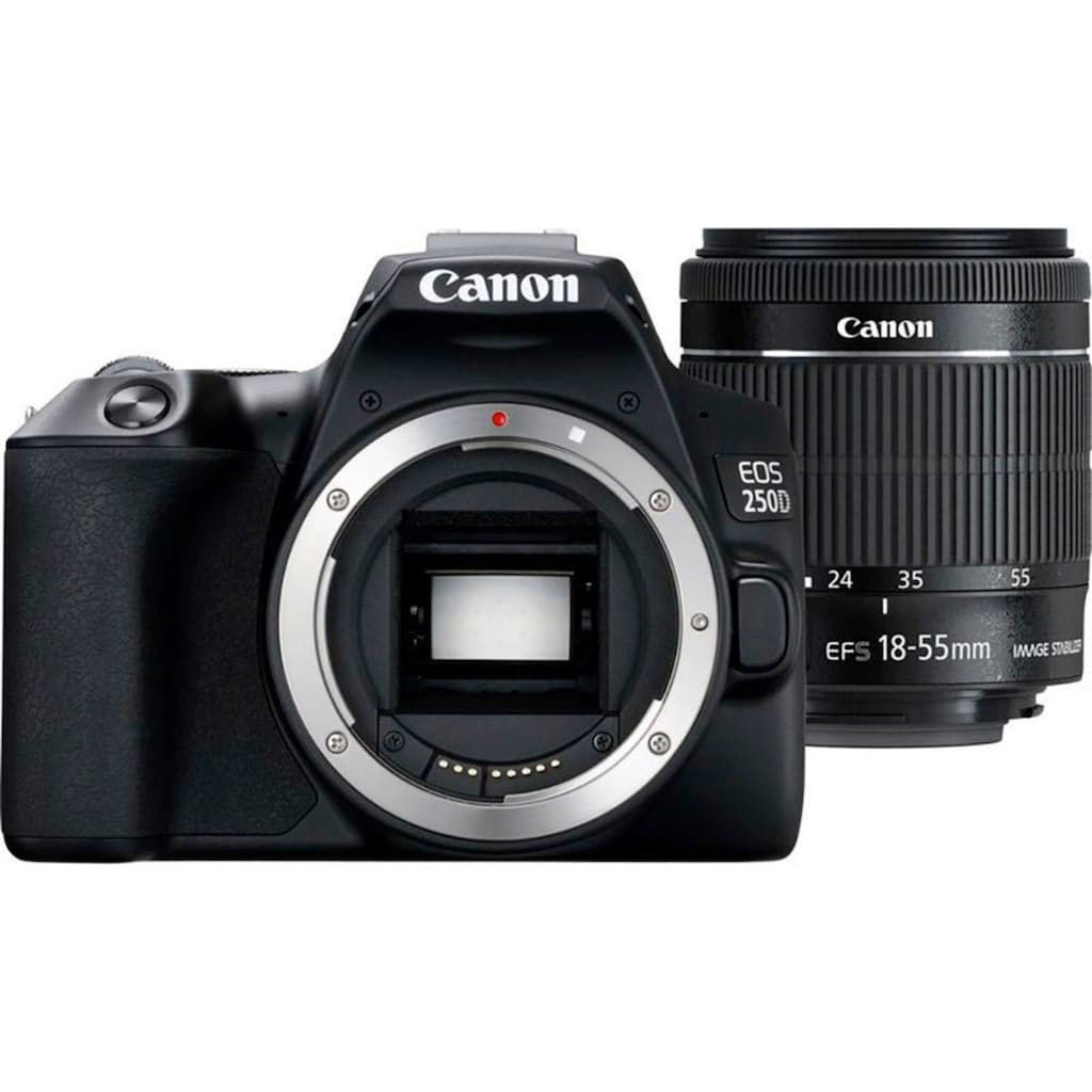 Canon Spiegelreflexkamera »250D + EF-S 18-55mm f/3.5-5.6 III + SB130 Kit«, EF-S 18-55mm f/3.5-5.6 III, 24,1 MP, Bluetooth-WLAN