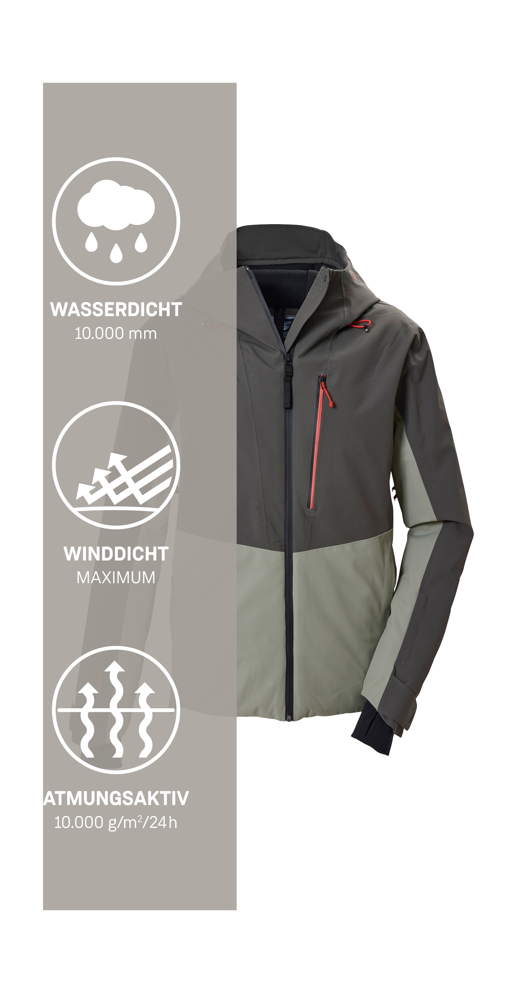 Killtec Skijacke »KSW 65 MN SKI JCKT« Wasserdicht, atmungsaktiv, verschweißte Nähte, viele Taschen