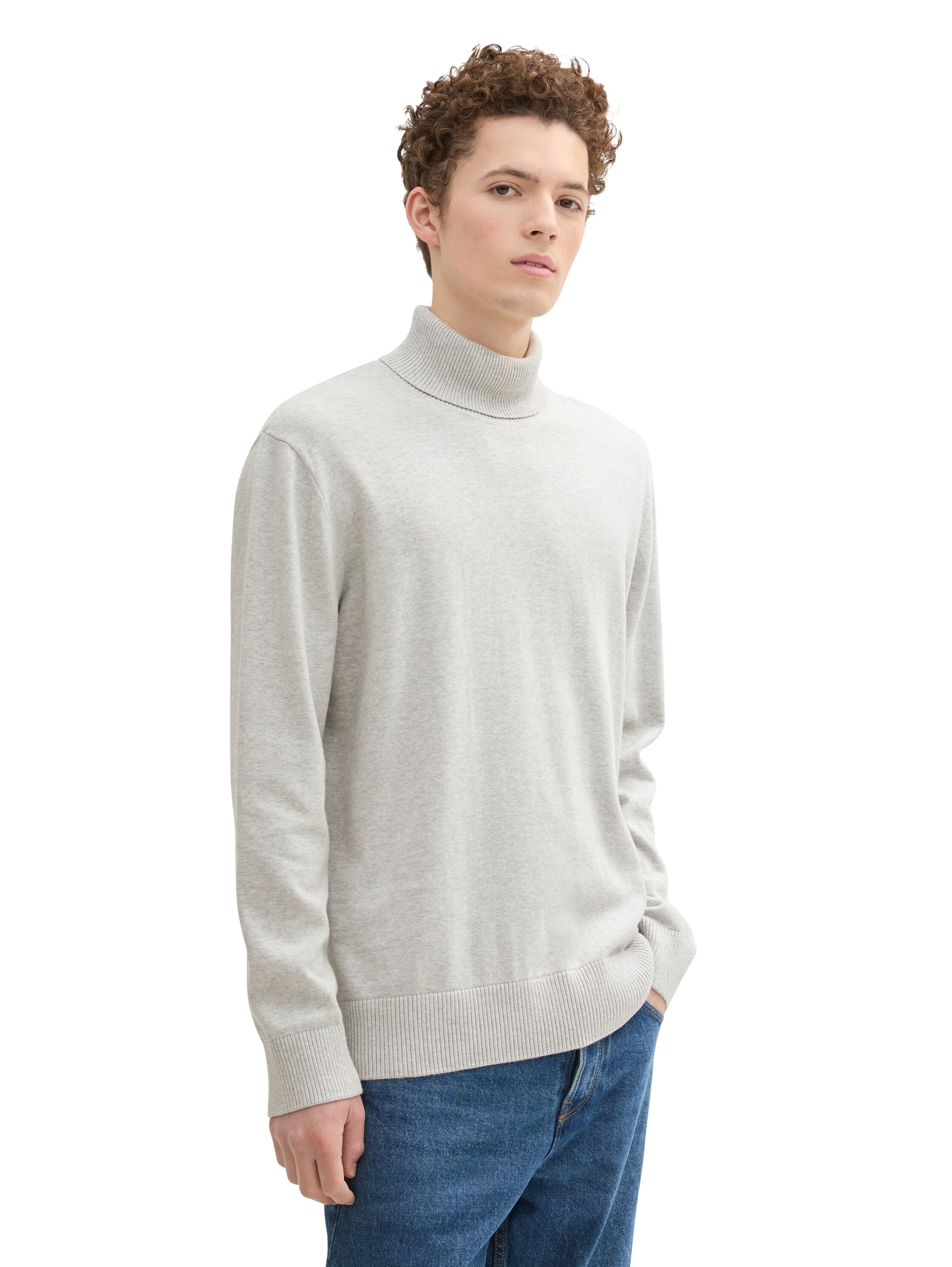 TOM TAILOR Denim Rollkragenpullover, mit Logo Stickerei