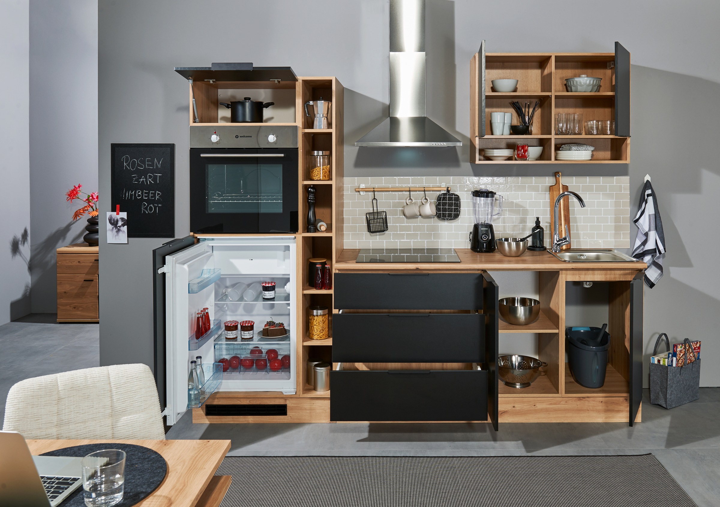 BASIC by Balculina Küchenzeile »Oskar B/H/T 250x211x60 cm« Breite 250cm, wahlweise mit E-Geräte, L/R montierbar