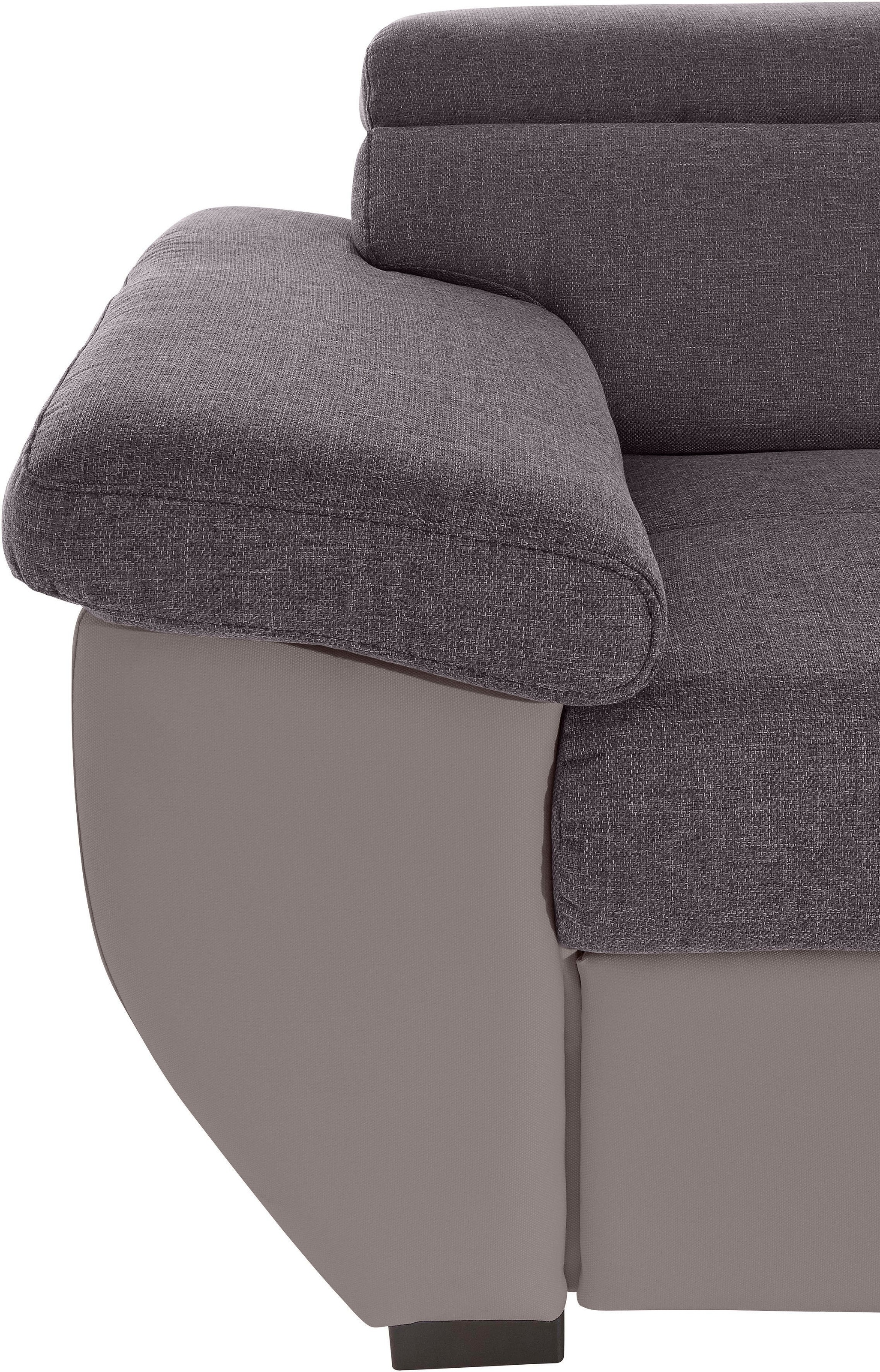 COTTA Polstergarnitur »Speedway L-Form«, (Set), Set bestehend aus: Ecksofa mit Kopfteilverstellung & Hocker