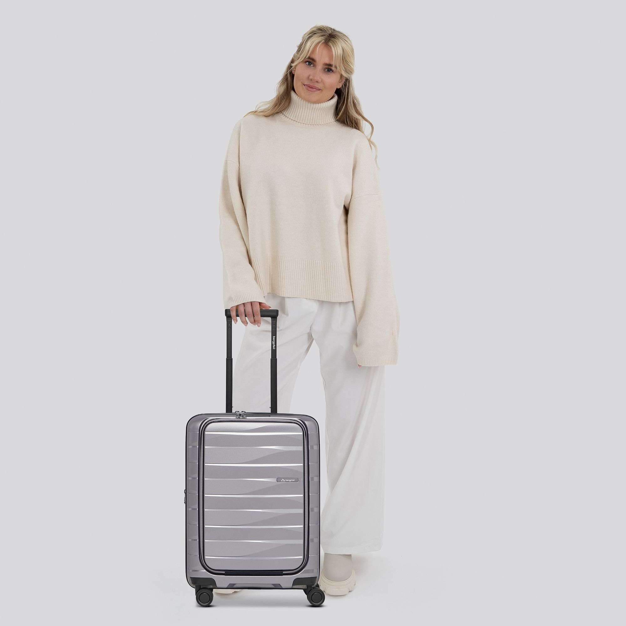 Bergpfeil Trolley »Travel 4 Rollen Kabinentrolley 55 cm Laptopfach mit Dehnfalte« 46 l