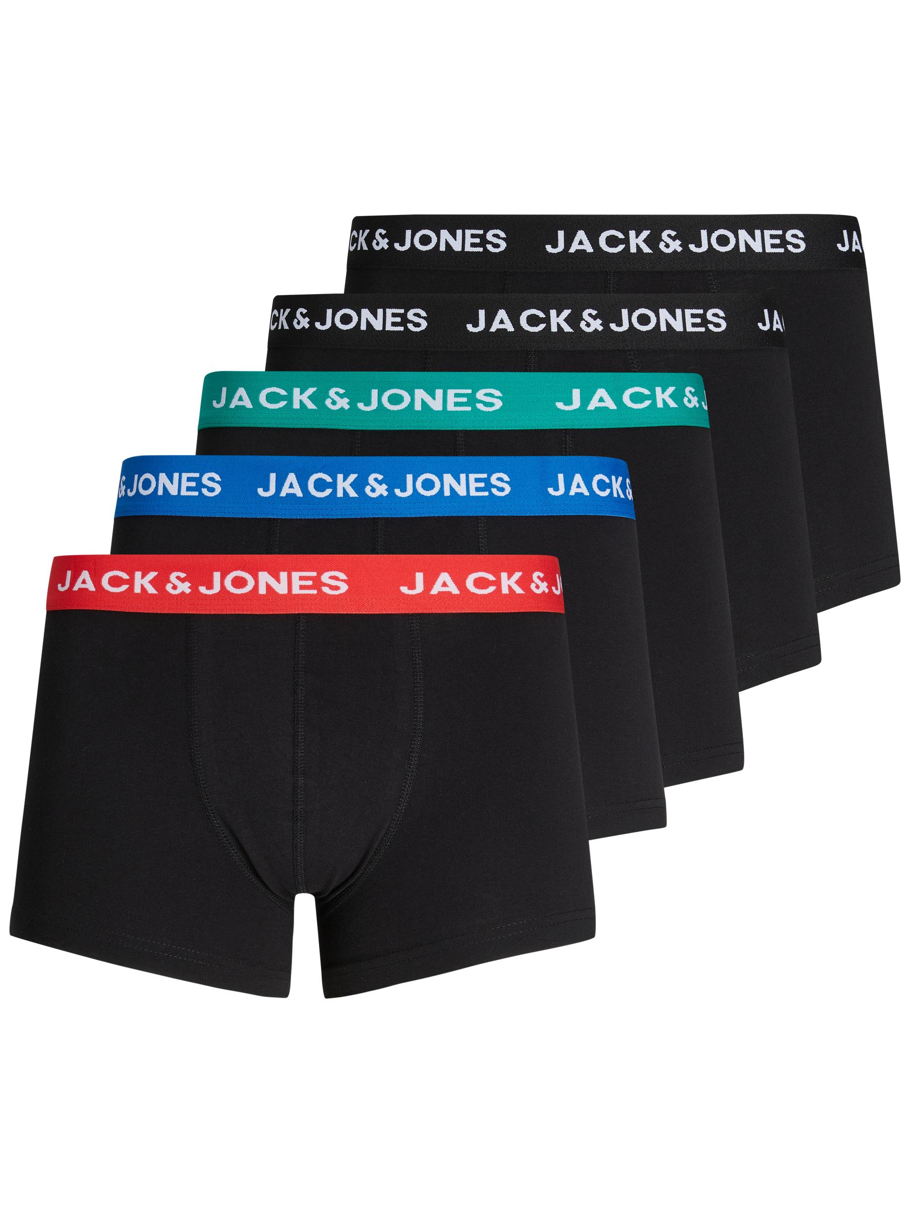 Jack & Jones Boxer "JACHUEY im Fünferpack mit toniger Naht und elastischem Bund" Packung, 5er-Pack, 5 Stk. unifarben, modisch, eng anliegend, Baumwollmischung