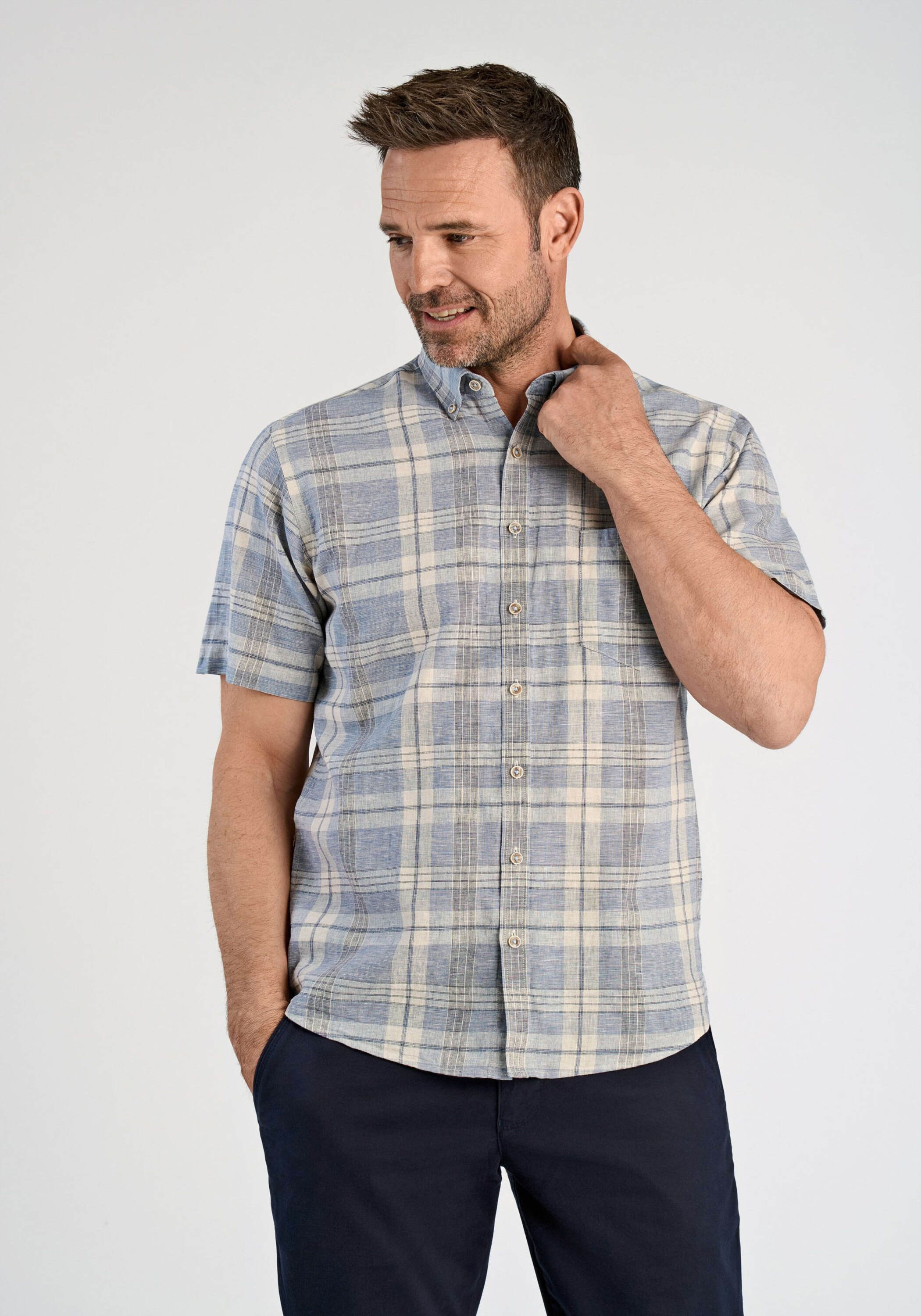BISON "Leinenhemd (Kurzarm) Regular Fit"