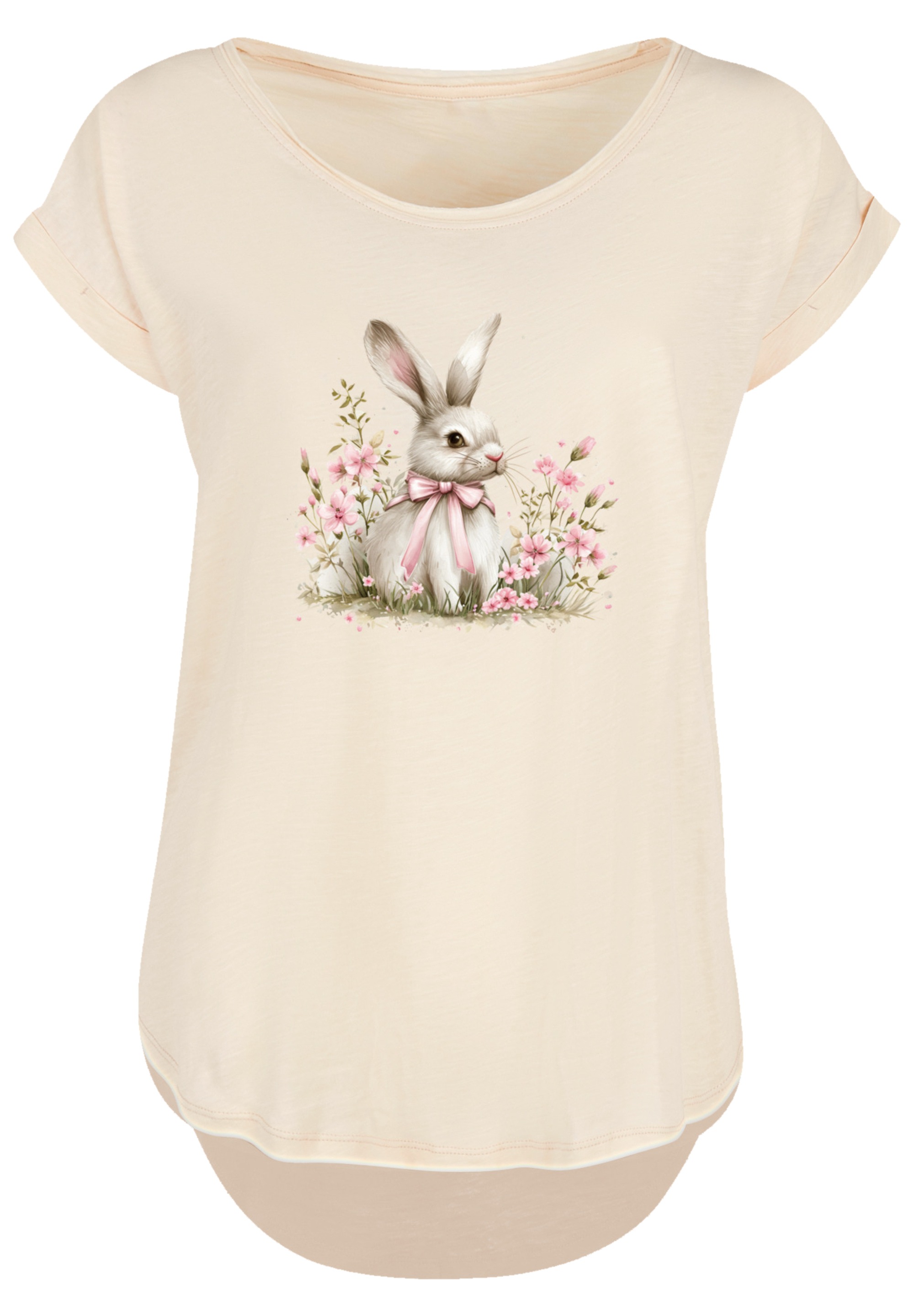 F4NT4STIC T-Shirt »Niedlicher Osterhase mit Blumen«, Premium Qualität