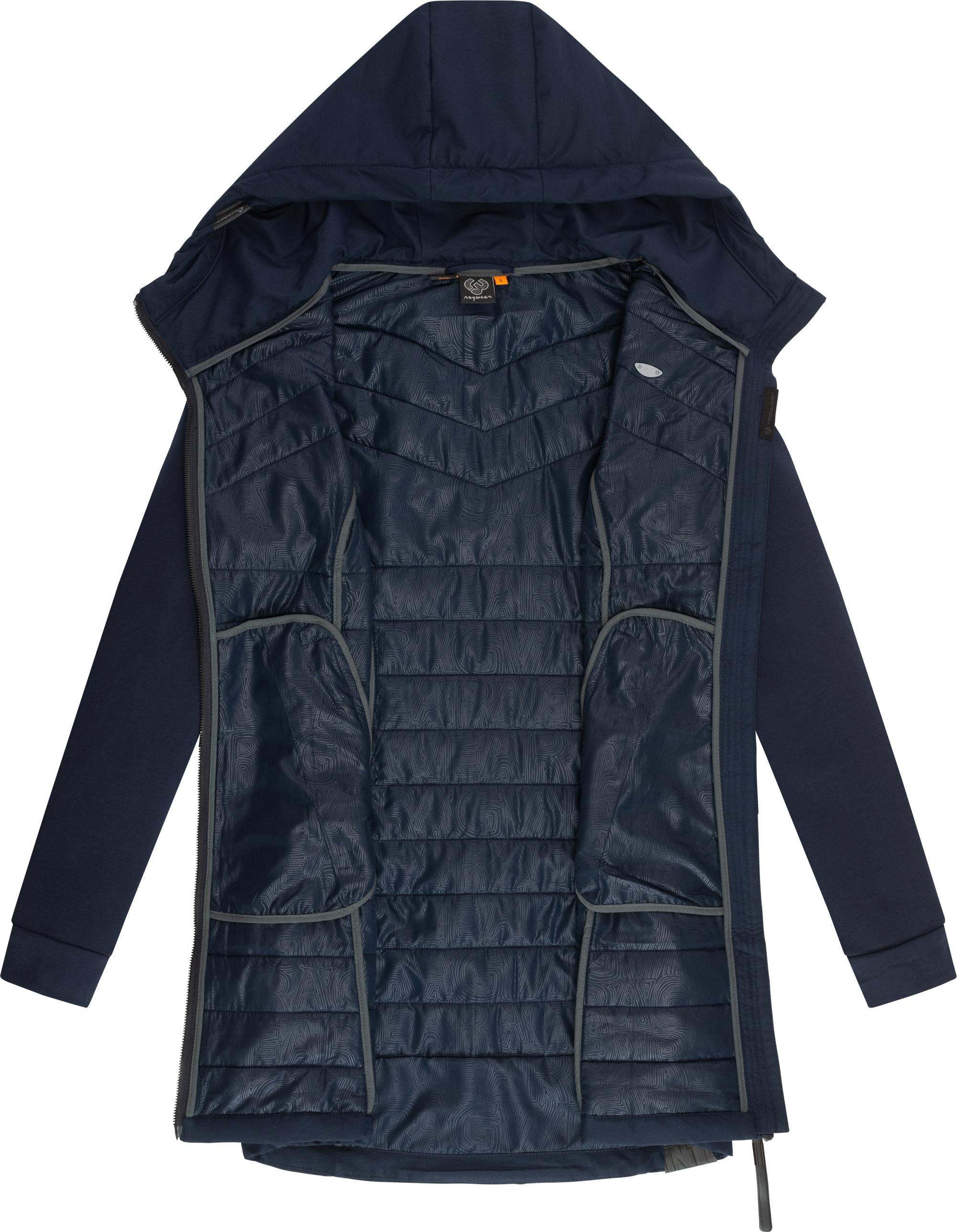 Ragwear Steppmantel »Lucinda Long«, Mantel aus modernem Materialmix mit Kapuze