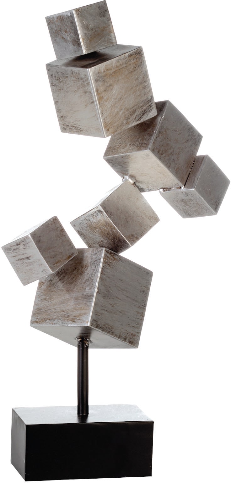 Casablanca by Gilde Dekoobjekt »Skulptur Cubes, antik silber«, Höhe 56 cm, aus Metall, Wohnzimmer