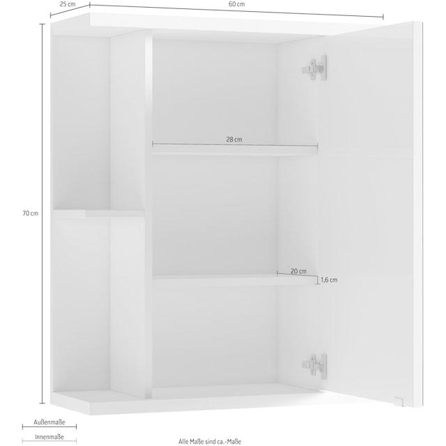 Homexperts Spiegelschrank »Nusa«, Breite 60 cm, mit großer Spiegeltür und viel  Stauraum | BAUR