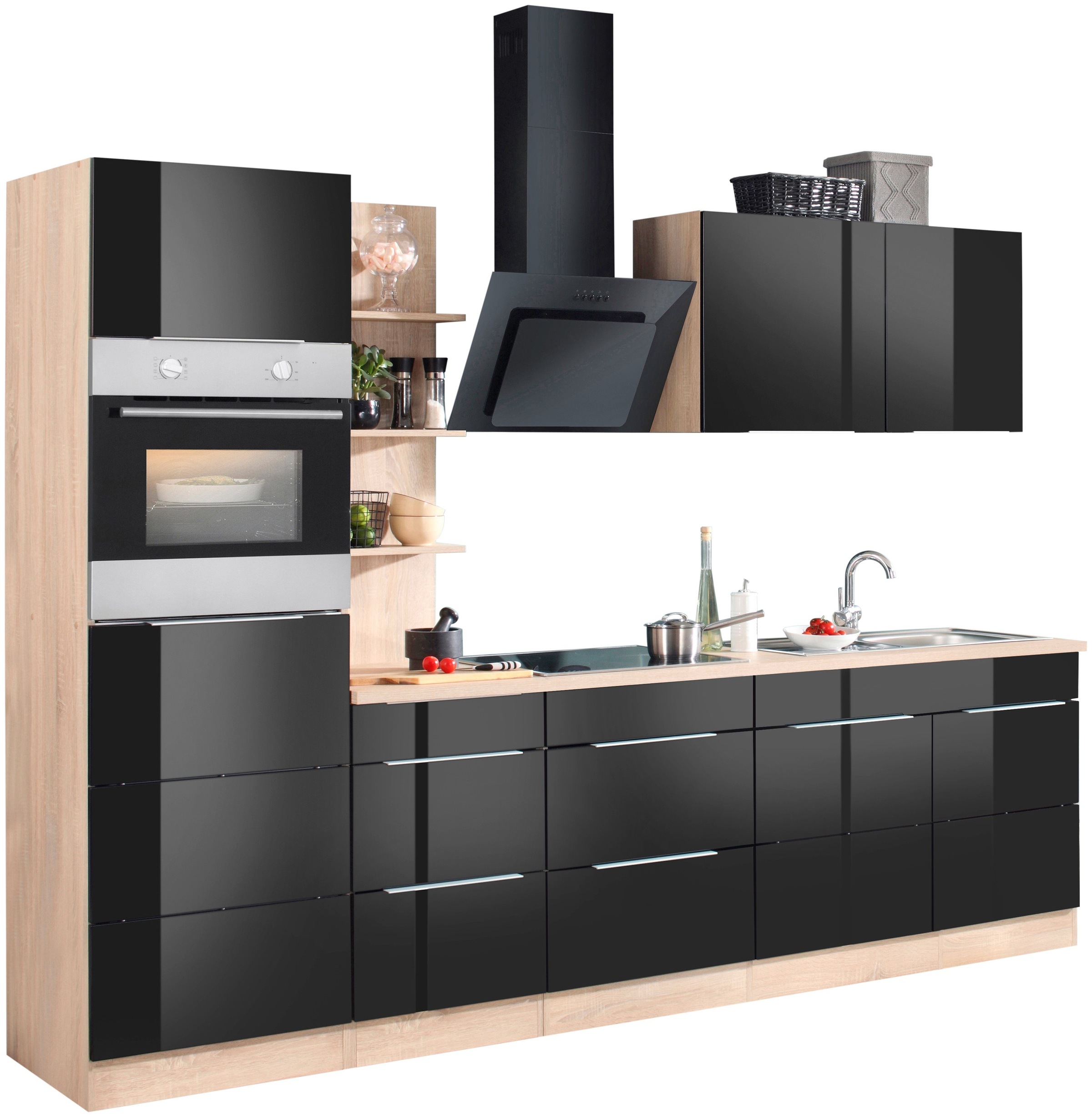 KOCHSTATION Küchenzeile »KS-Brindisi Breite 270 cm«, wahlweise mit E-Geräten und Induktion, mit MDF-Fronten und Regal