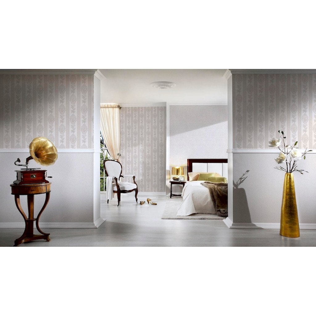 living walls Schaumtapete »Belle Epoque 1861«, Streifen Tapete Barock Metallic