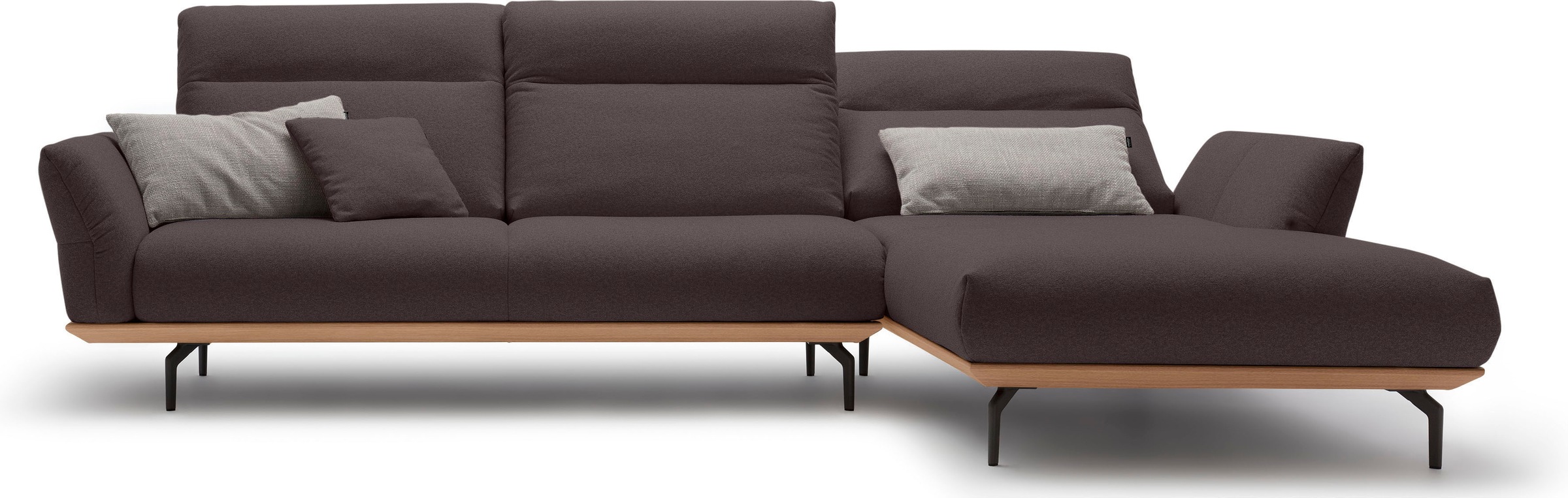 Creation BY ROLF BENZ Ecksofa »CR.460«, Sockel in Eiche, Winkelfüße in Umbragrau, Breite 318 cm