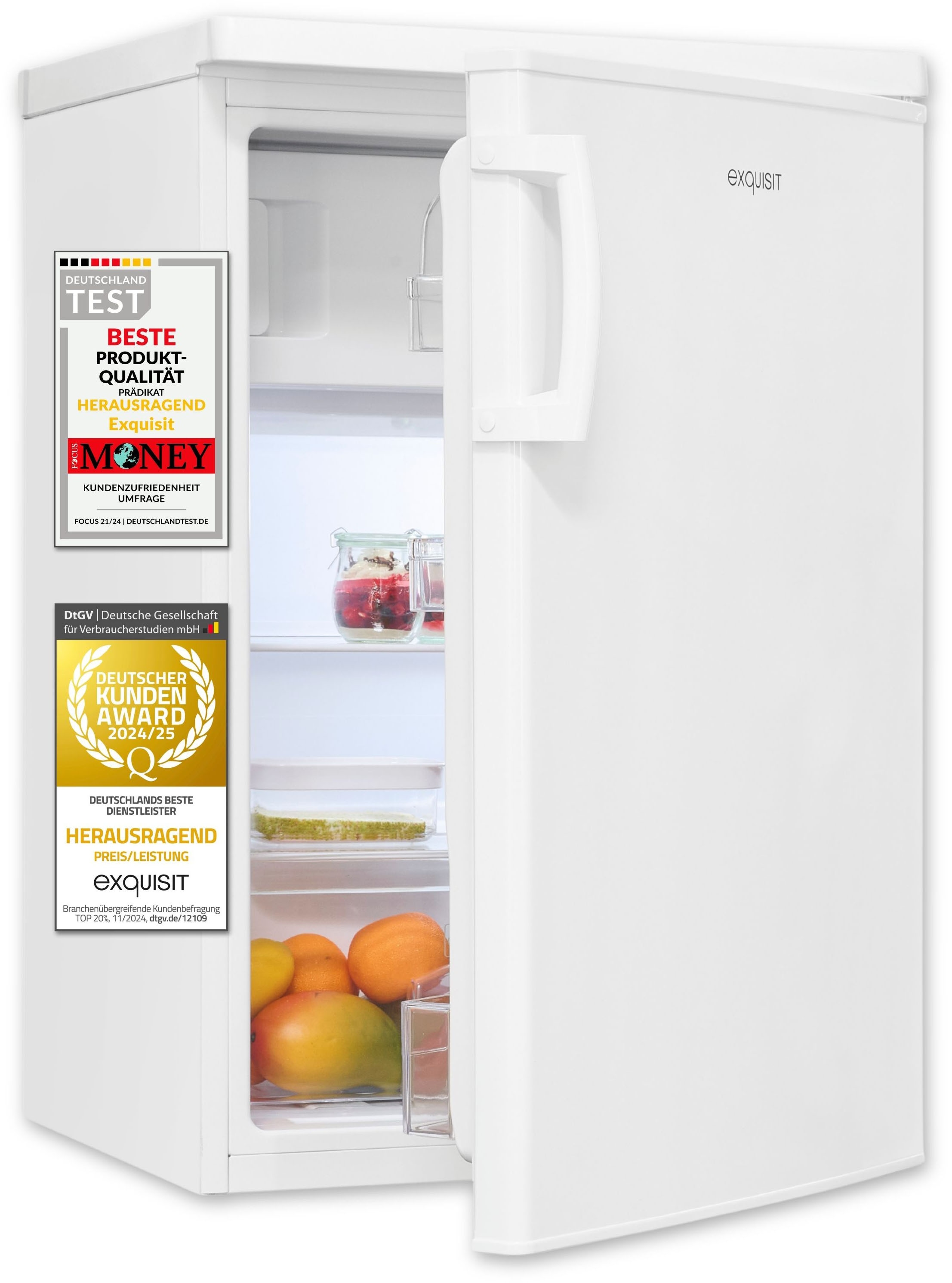 exquisit Kühlschrank »KS16-4-HE-040C weiss«, geräumige 4-Sterne-Gefrierfach