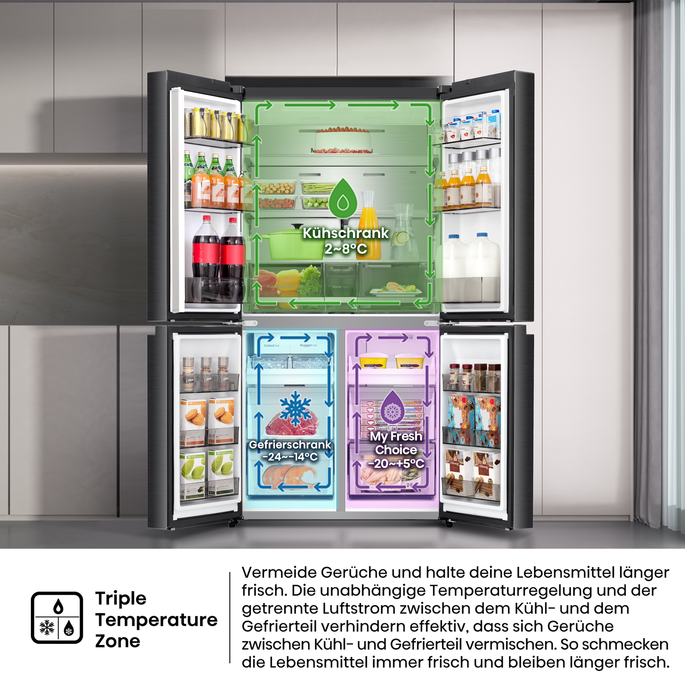 Hisense Multi Door »RQ5P640SYKD« 179 cm hoch 91 cm breit DualTech-Kühlsystem, MetalCooling, Wasser-/Eisspender