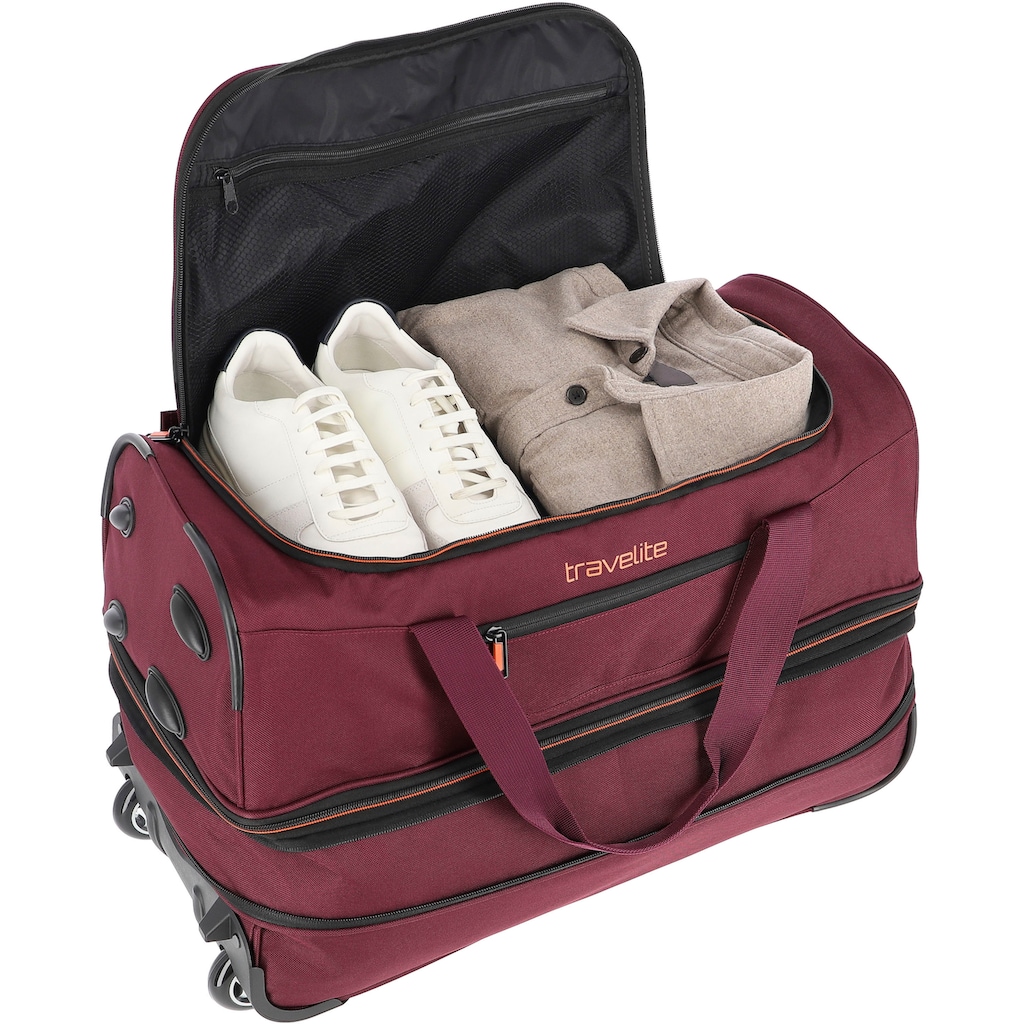 travelite Reisetasche »Basics, 55 cm«, Duffle Bag Sporttasche mit Trolleyfunktion und Volumenerweiterung