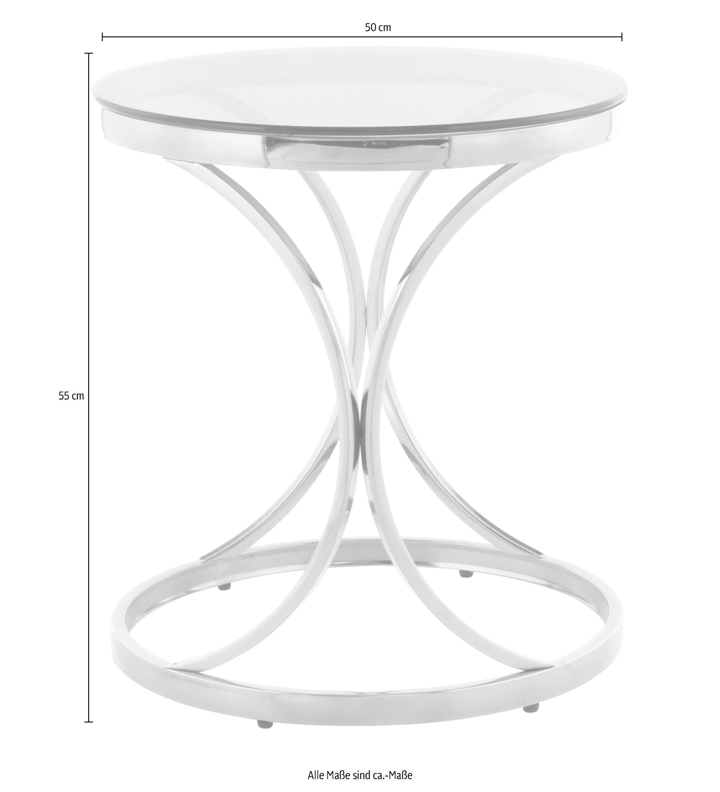 Kayoom Beistelltisch »Weyda 225, in eleganter Gestaltung,runde Tischplatte aus Glas«, (1 St.), Glamouröses Design, hochwertige Verarbeitung, Hingucker-Gestell