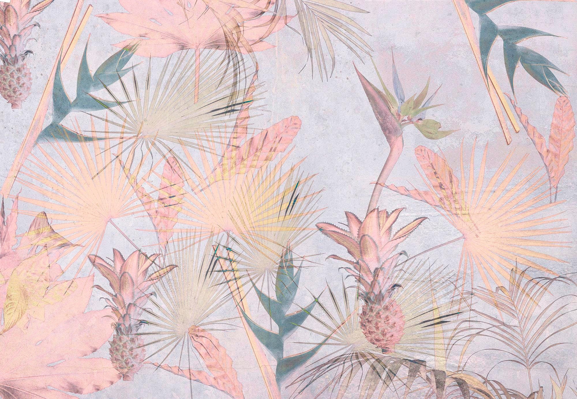 Komar Fototapete "Tropical Concrete - Größe 368 x 254 cm" bedruckt glatt Wohnzimmer, Schlafzimmer