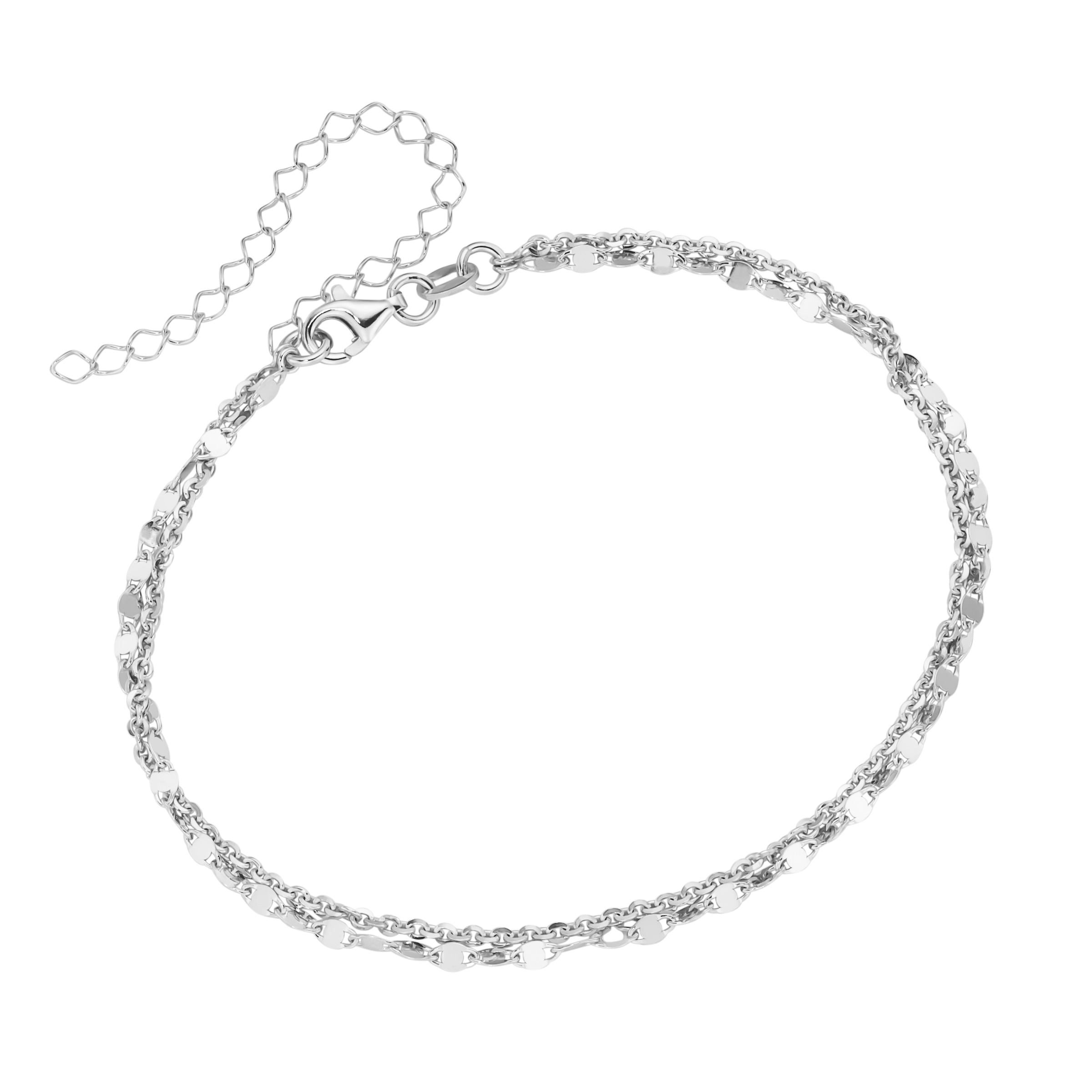 Smart Jewel Fußkette »zweireihig, ovale Plättchen, Ankerkette, Silber 925«