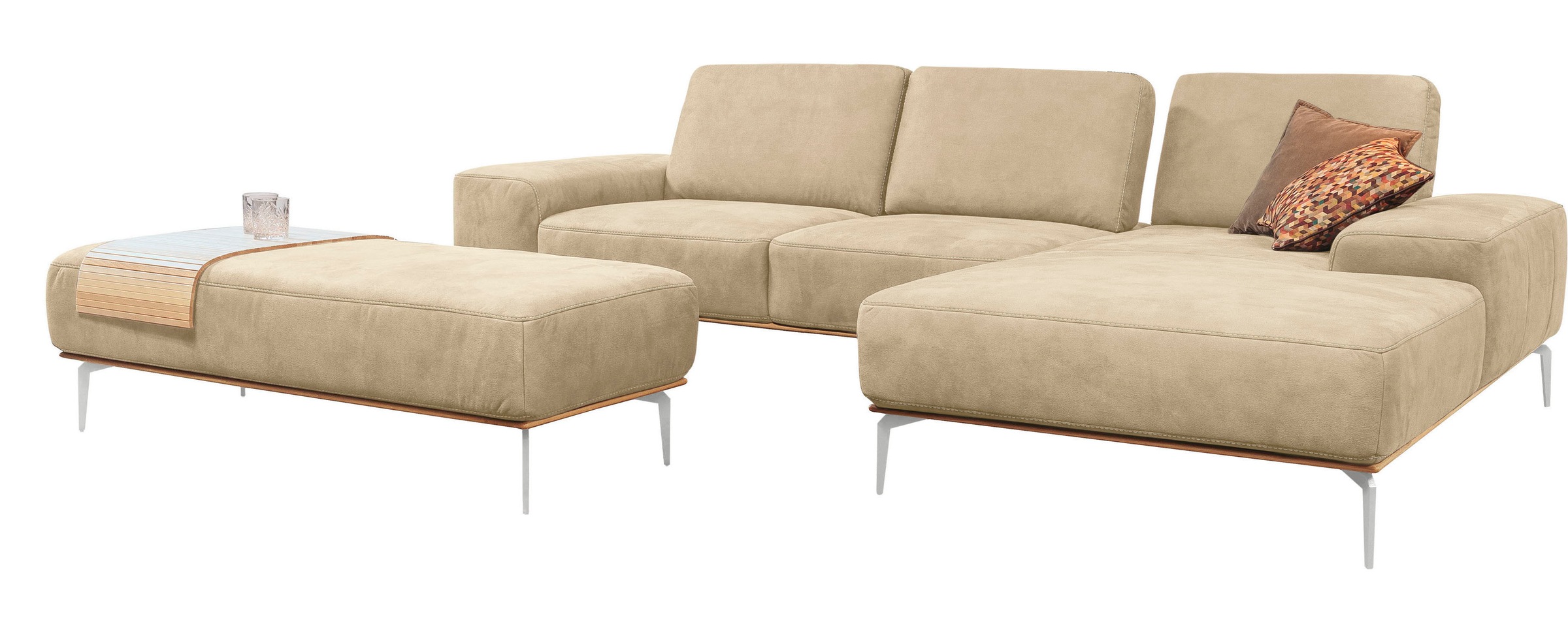 Thumbnail - W.SCHILLIG Ecksofa "run, Designsofa mit tollem Sitzkomfort, bequem, L-Form", mit elegantem Holzsockel, Füße in Chrom glä...